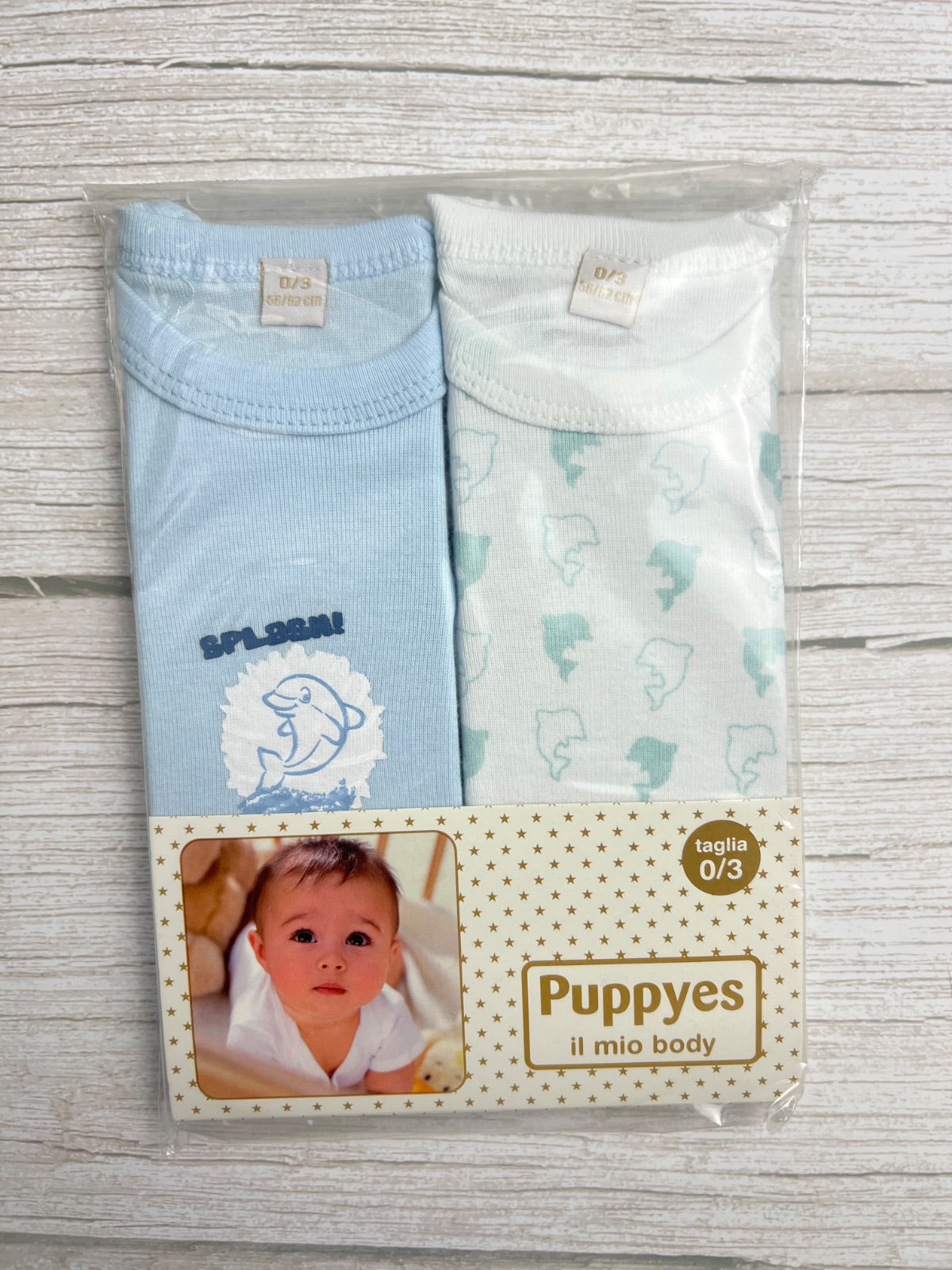 Set 2 Body Neonato Manica Corta Puppyes Delfini