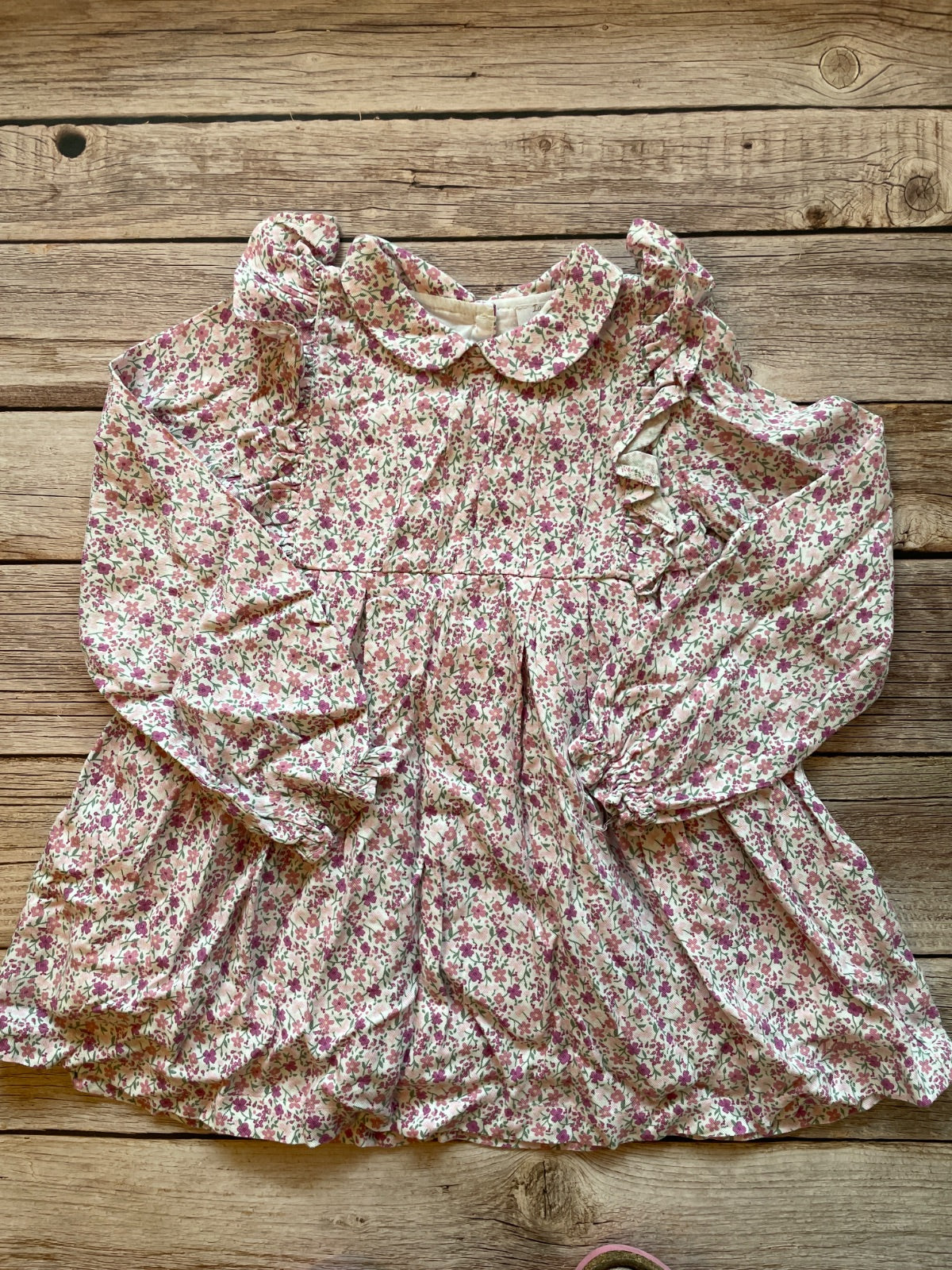 Vestito bambina floreale con colletto Peter Pan