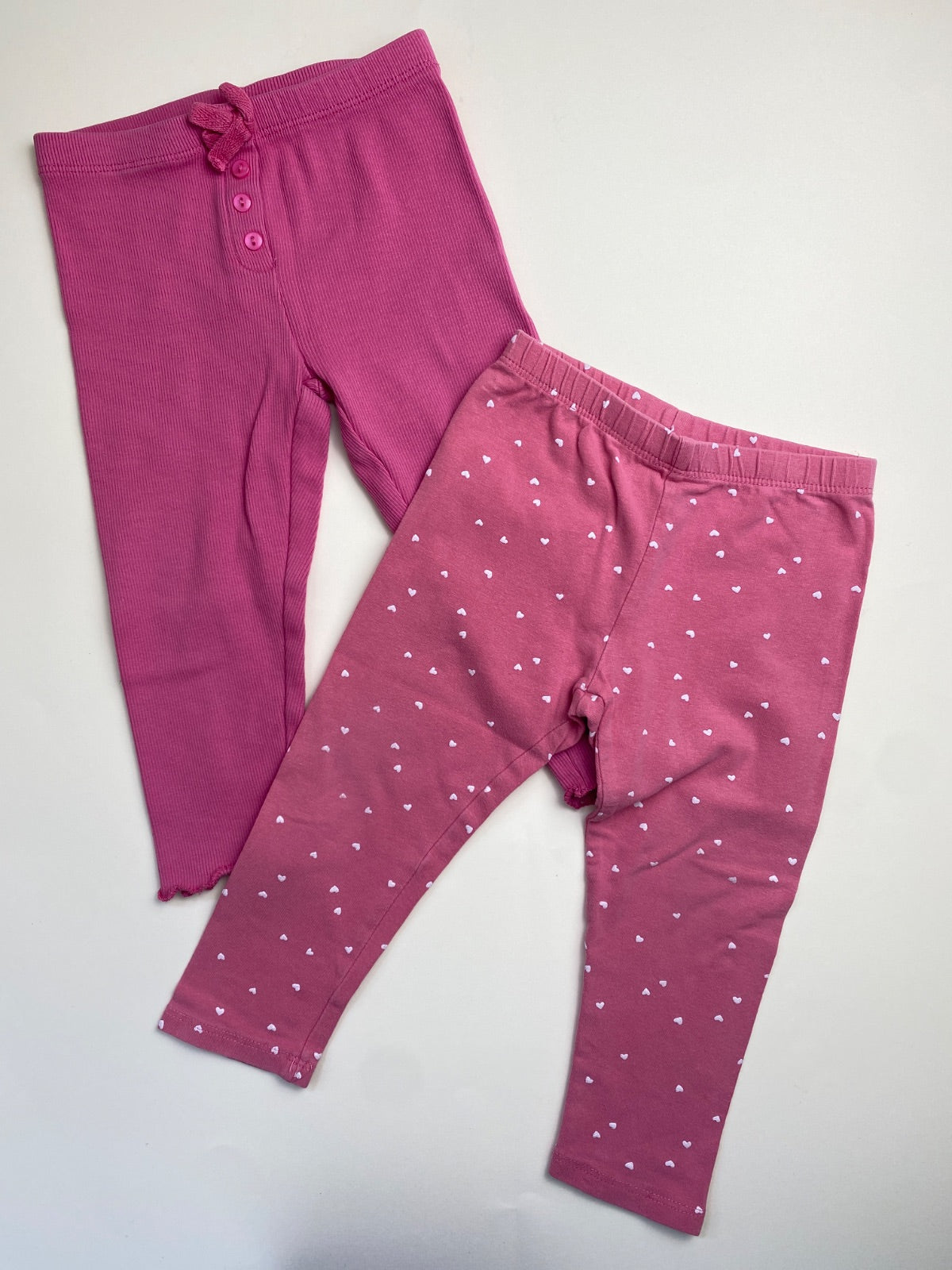 Set 2 Leggings Bambina Rosa e Fucsia