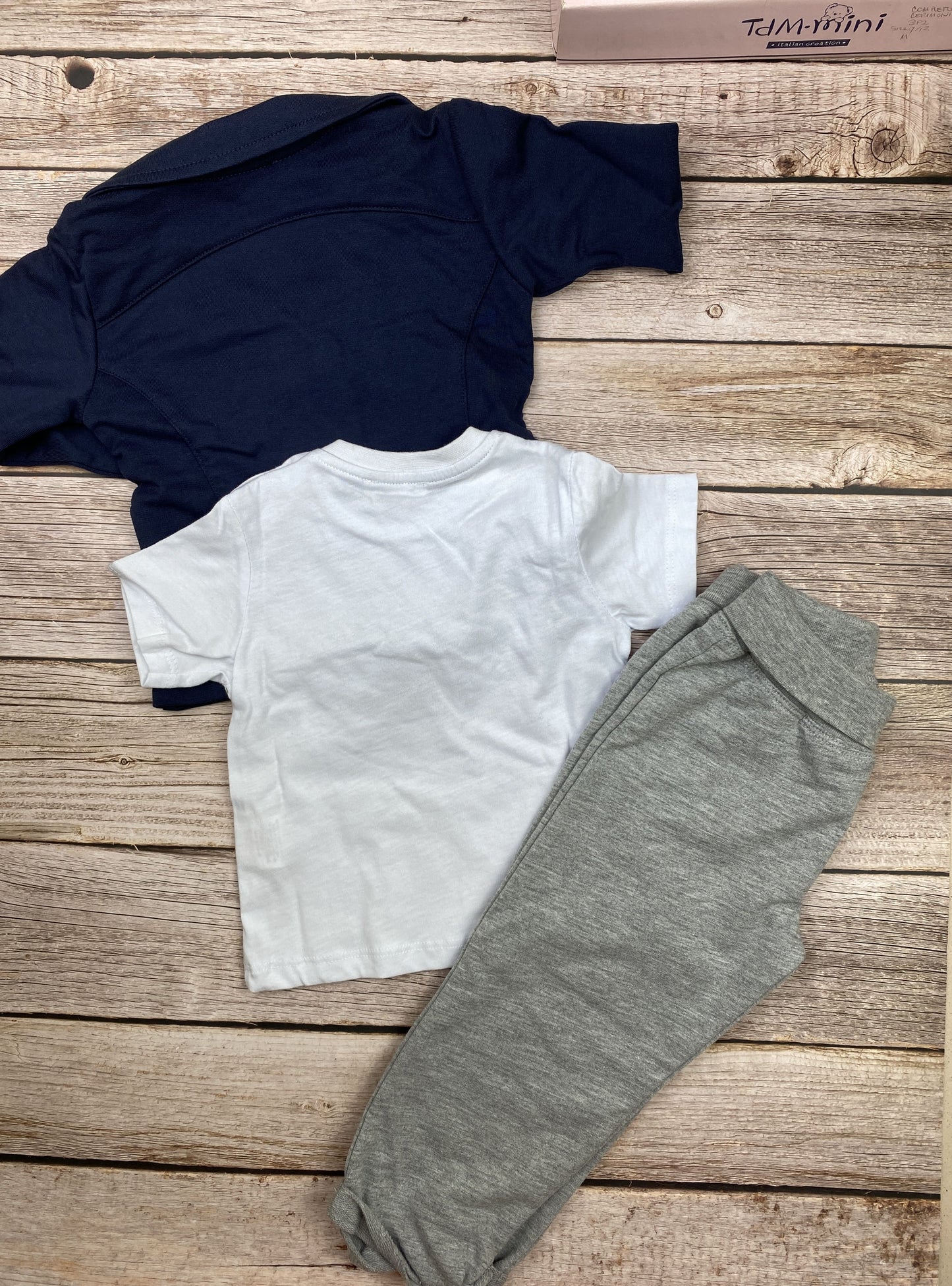 Set t-shirt manica corta, blazer e pantalone