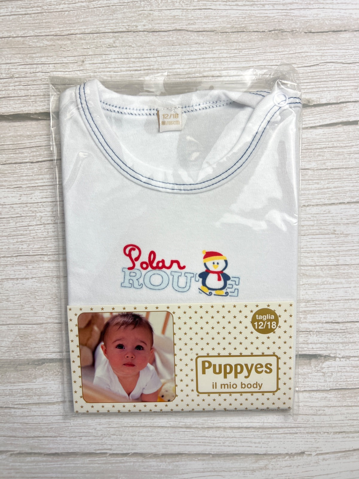 Body neonato bianco Puppyes con ricamo pinguino