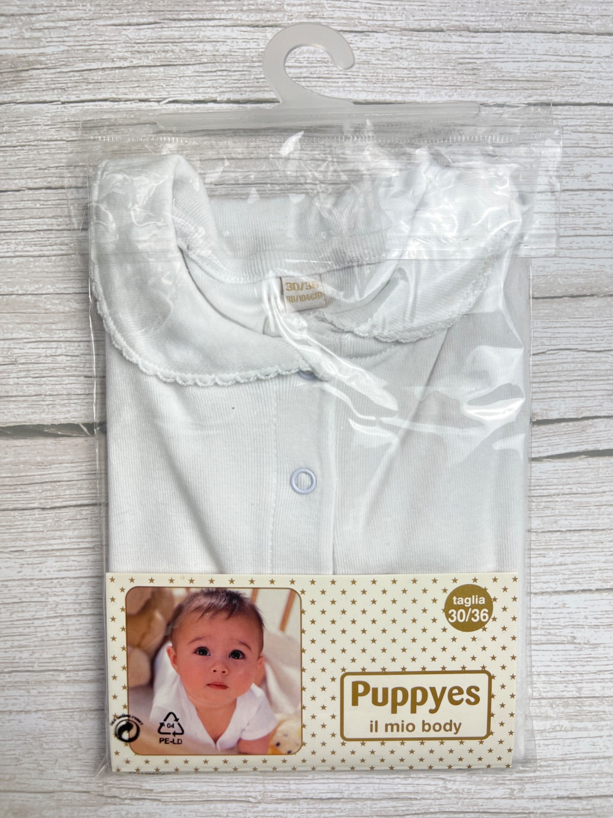 Body neonato bianco con colletto Puppyes