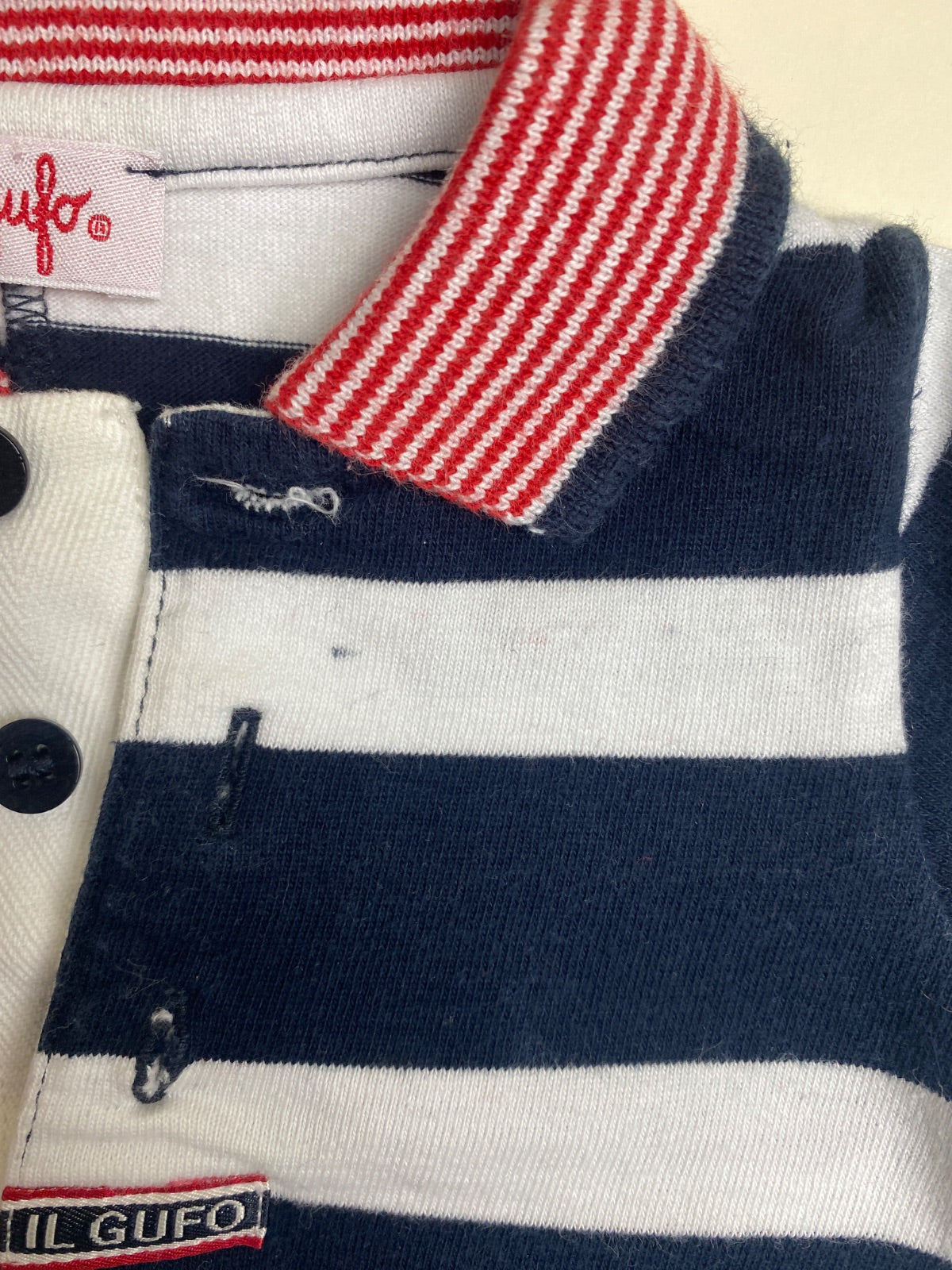 Tutina Neonato a Righe Blu Navy e Bianche Il Gufo - piccolo segno lavabile