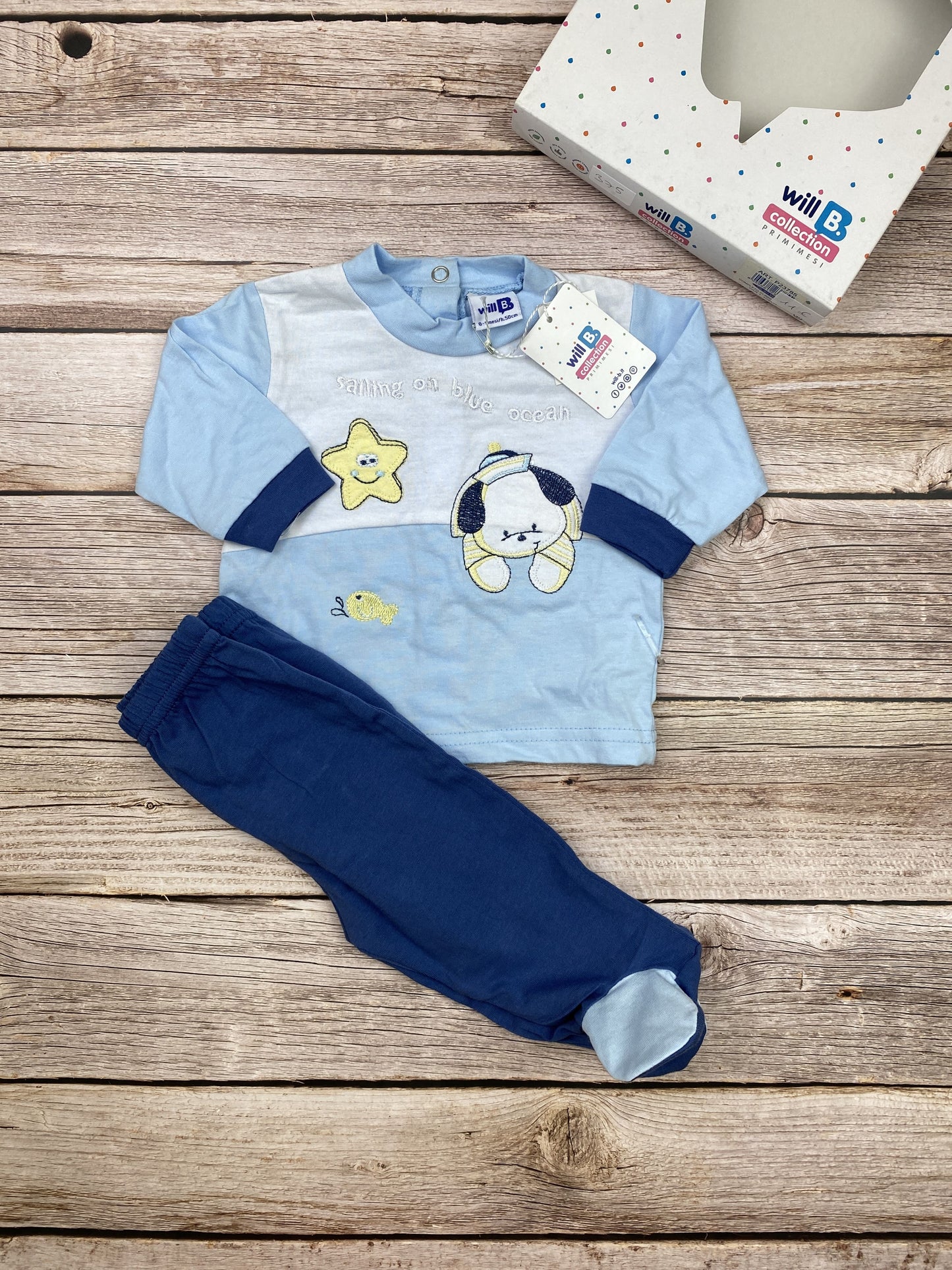 Set t-shirt manica lunga e pantaloni con piedini