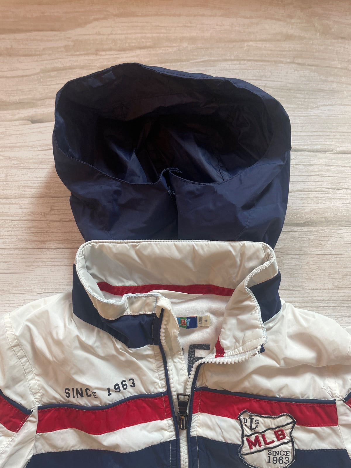 Giacca a vento MLB bianca per bambini con strisce