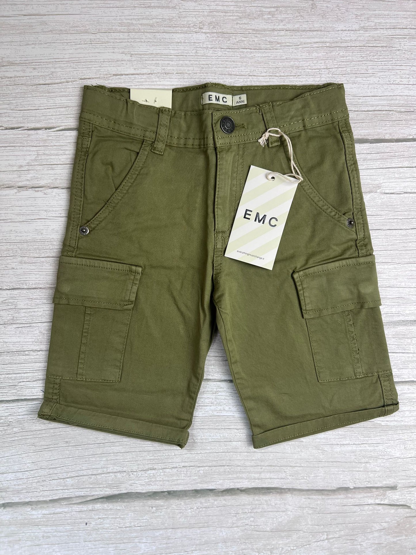 Shorts Cargo in Cotone Verde militare