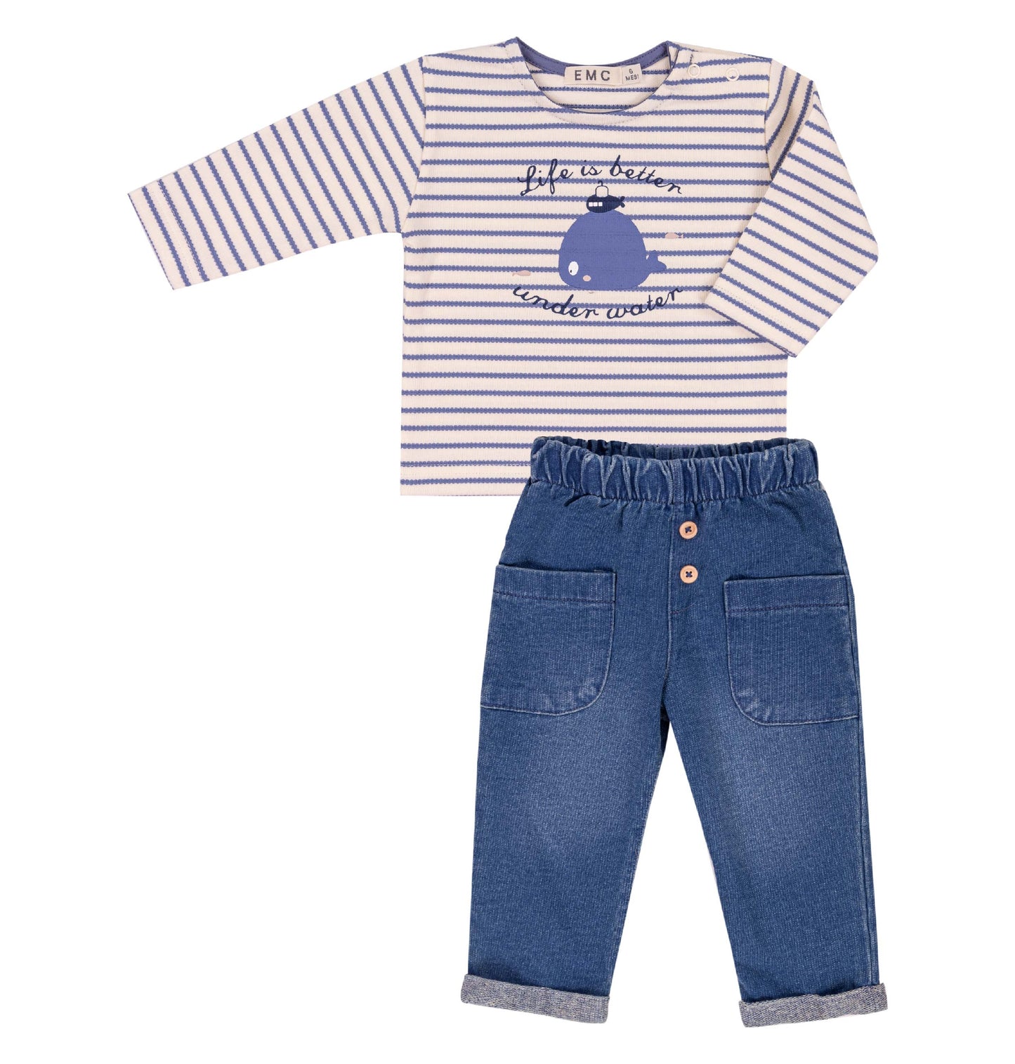 ompleto T-shirt a Righe e Pantaloni Jeans morbidissimo