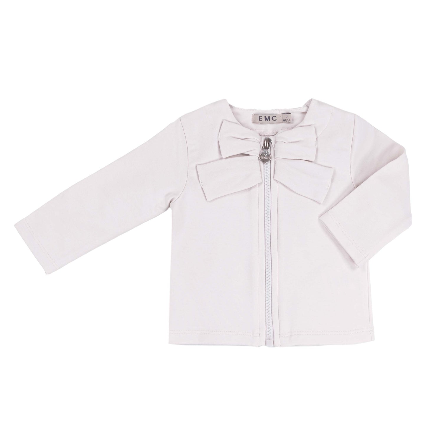 Felpa bianca con fiocco e zip
