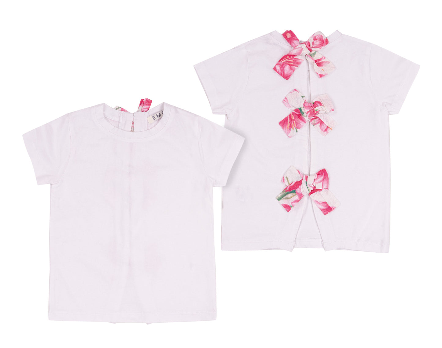 T-shirt Bambina Bianca con Fiocchi Floreali