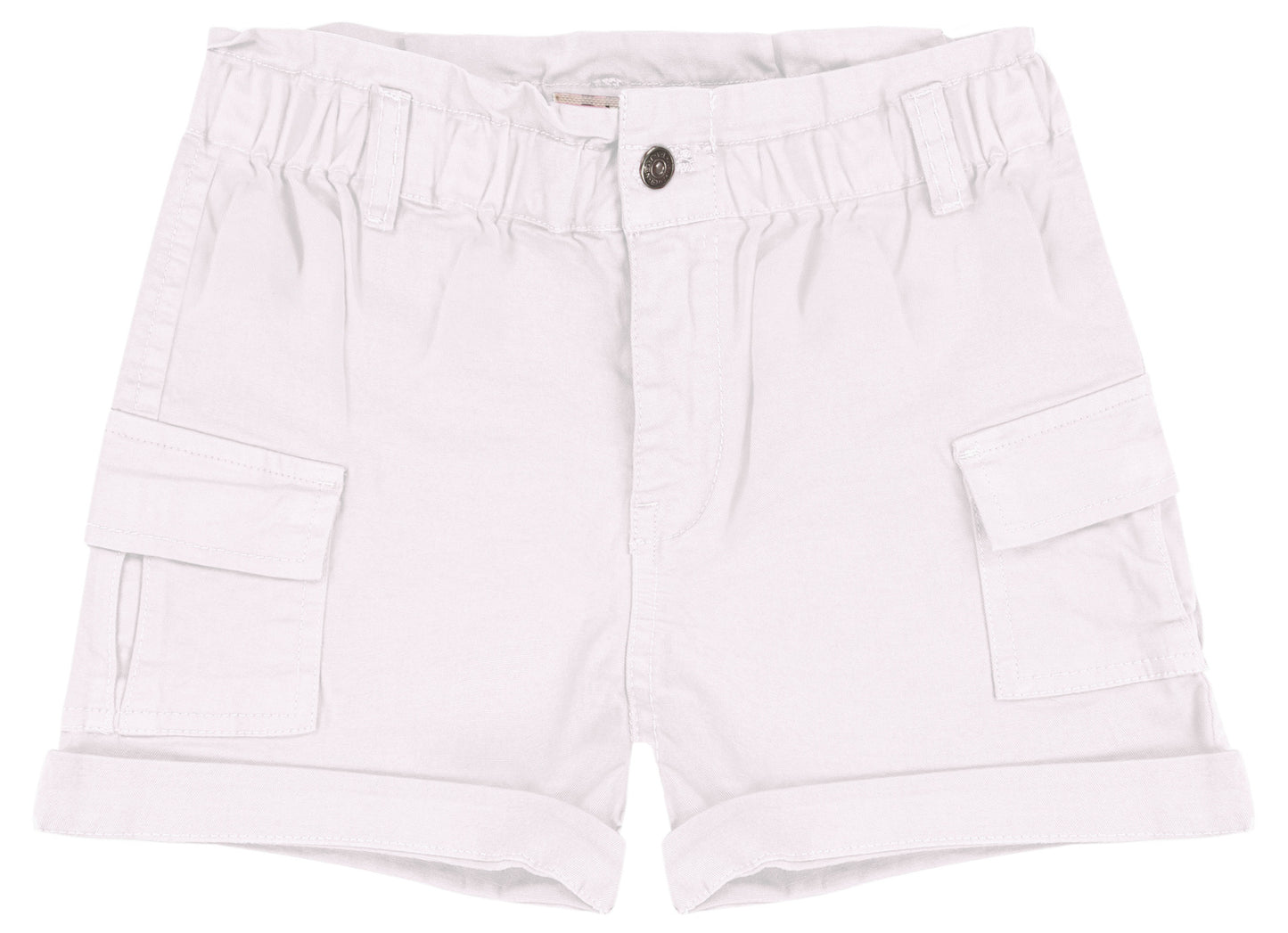 Shorts Cargo in denim leggero Bianchi con Elastico in Vita
