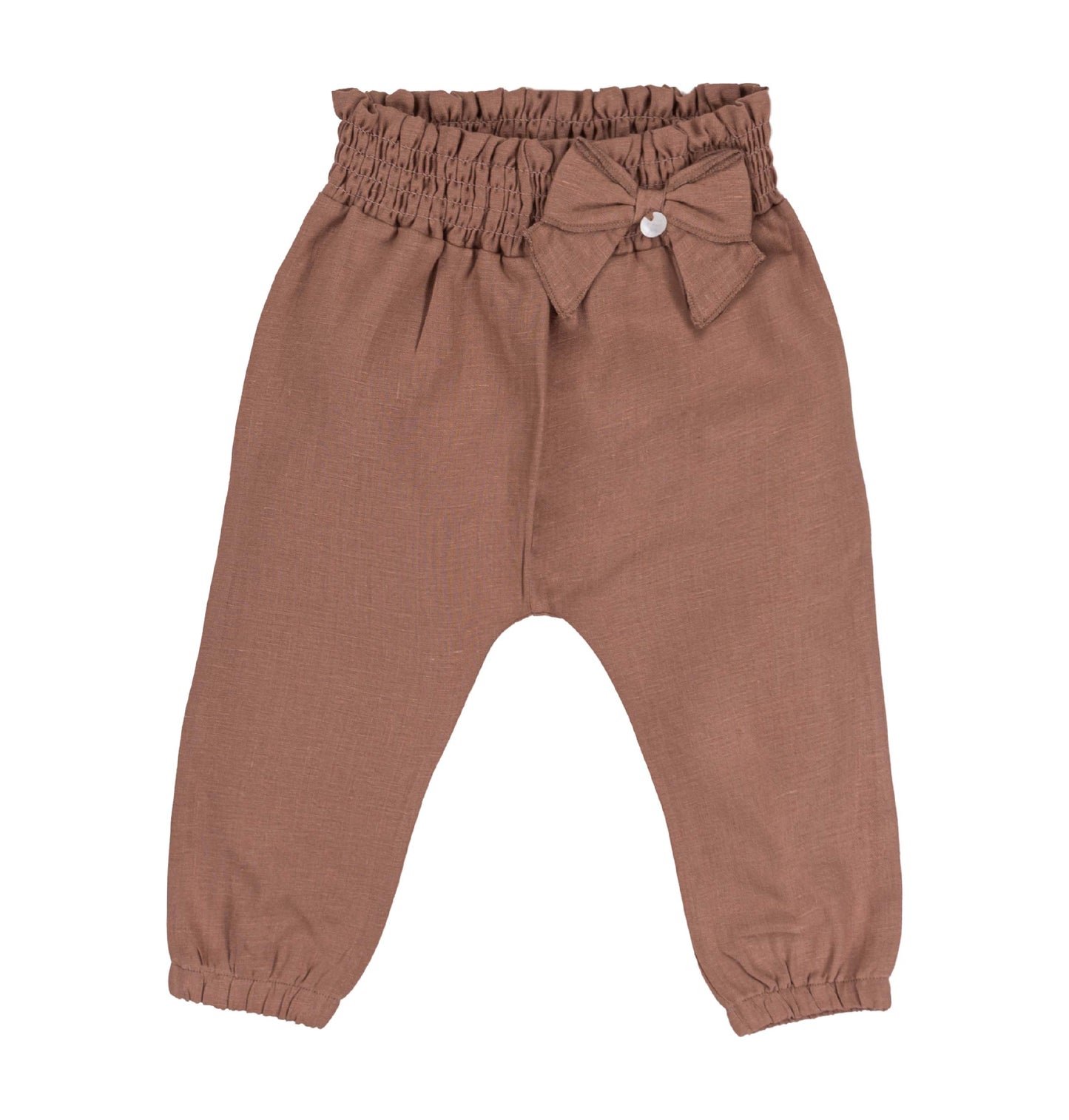 Pantaloni in lino con Fiocco e Vita Smock