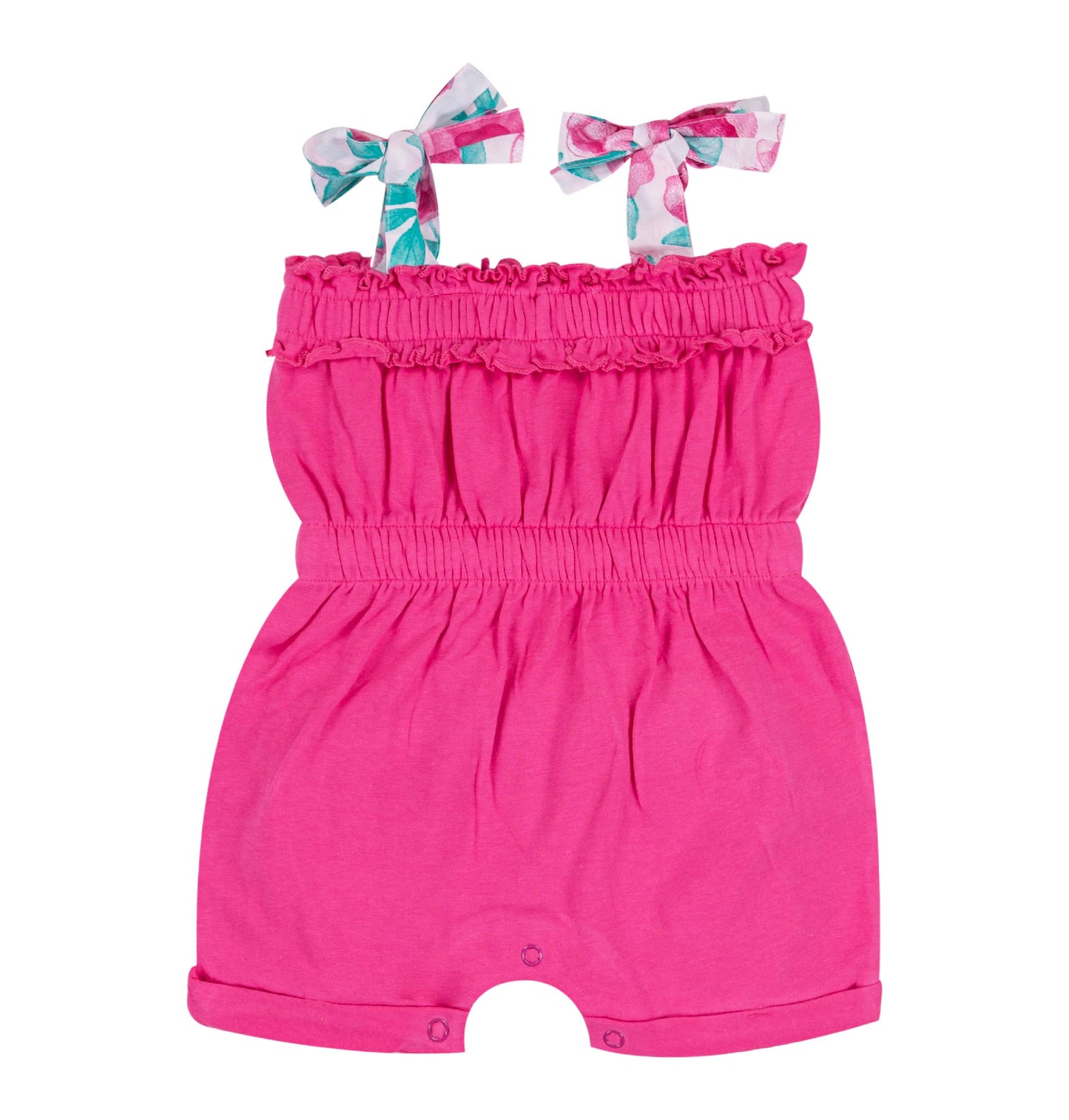 Tutina neonata con spalline a fiocco fantasia