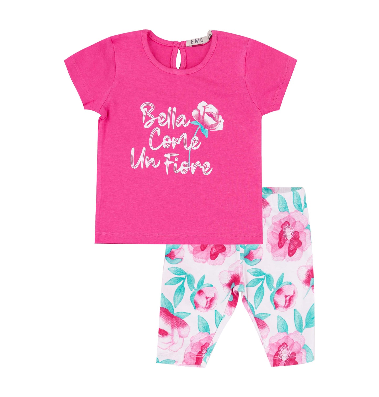 Completo T-shirt Fucsia e Leggings Floreali