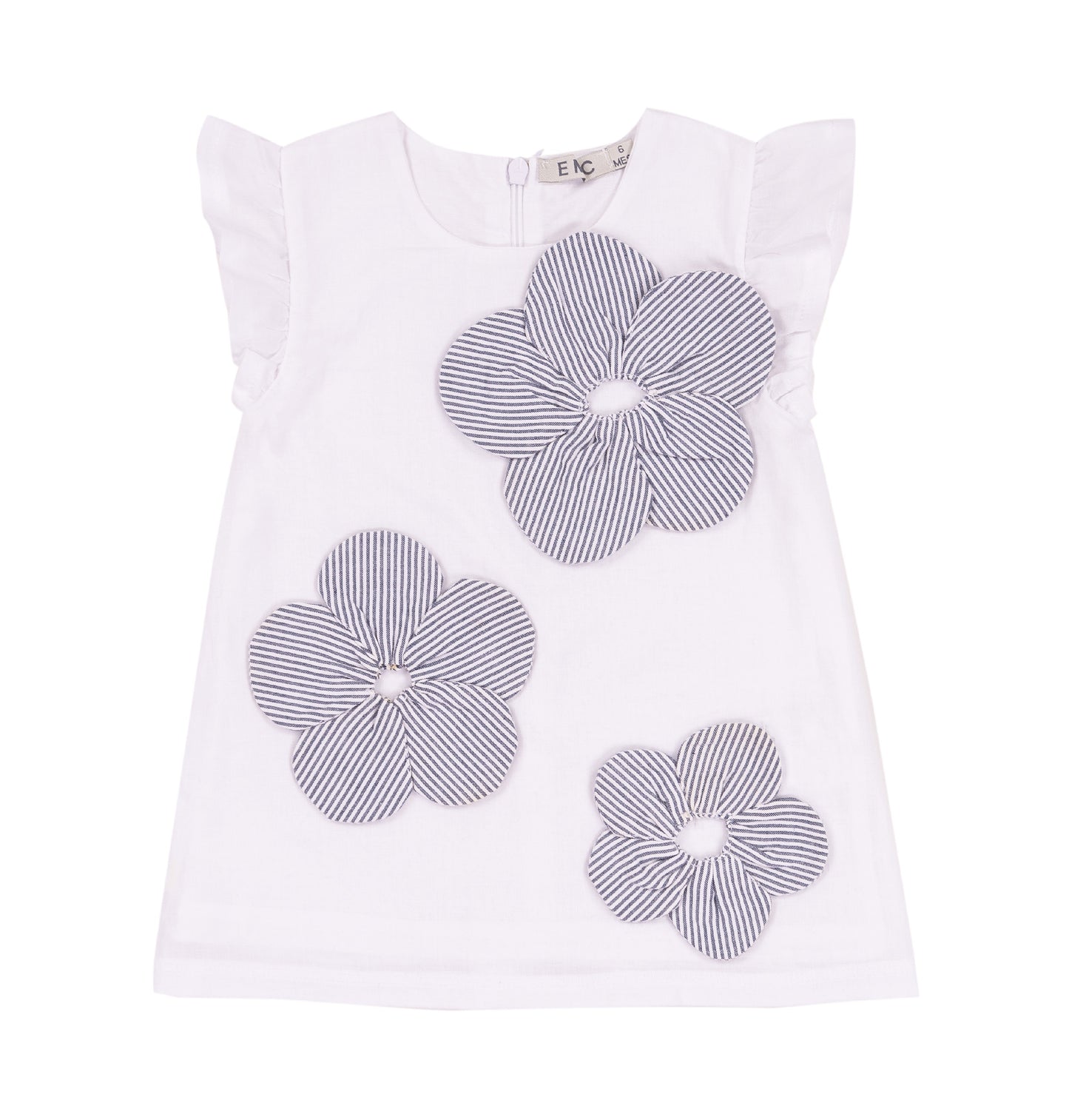 Vestito in cotone con applicazioni floreali