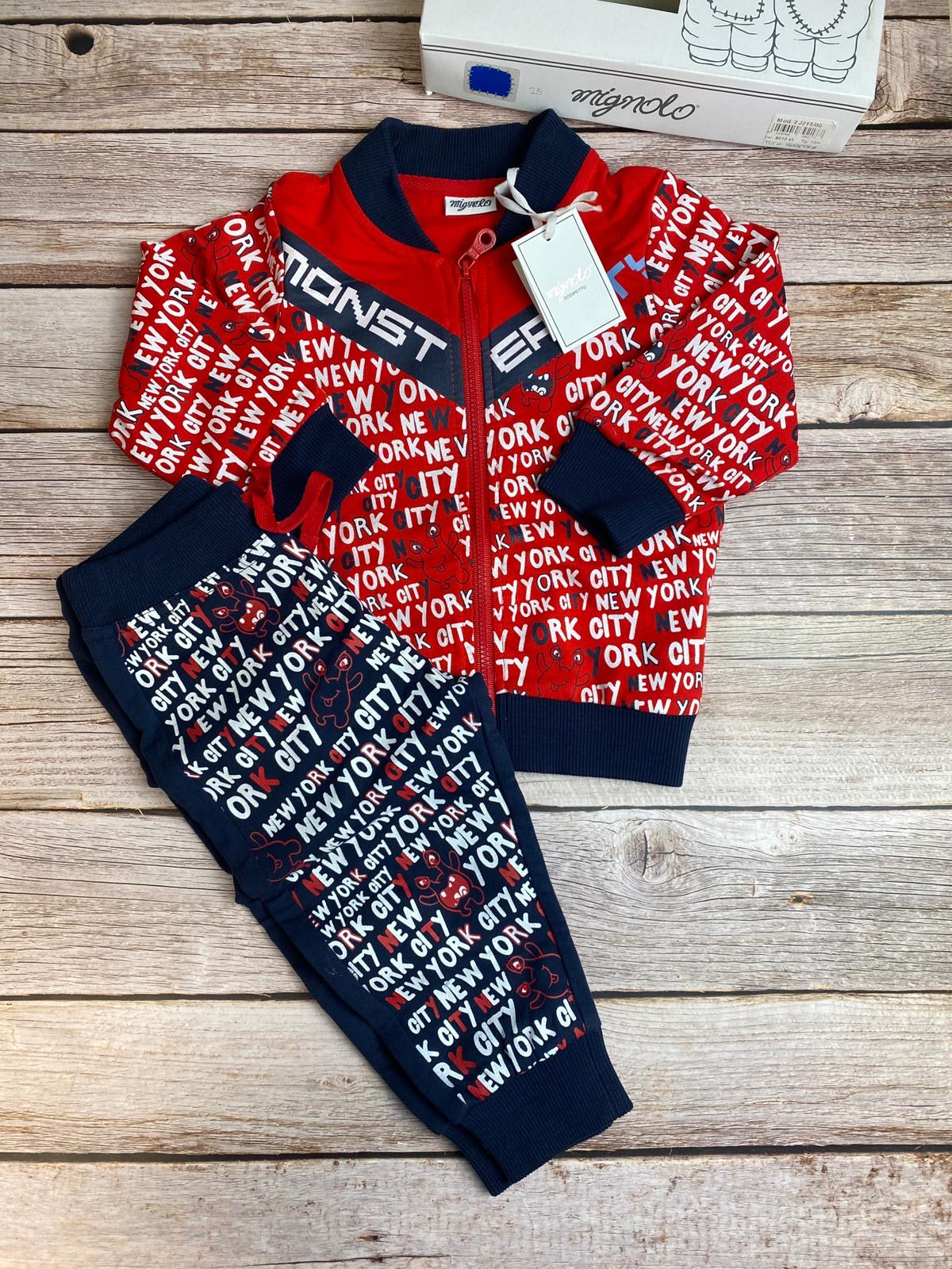 Set felpa con zip e pantalone