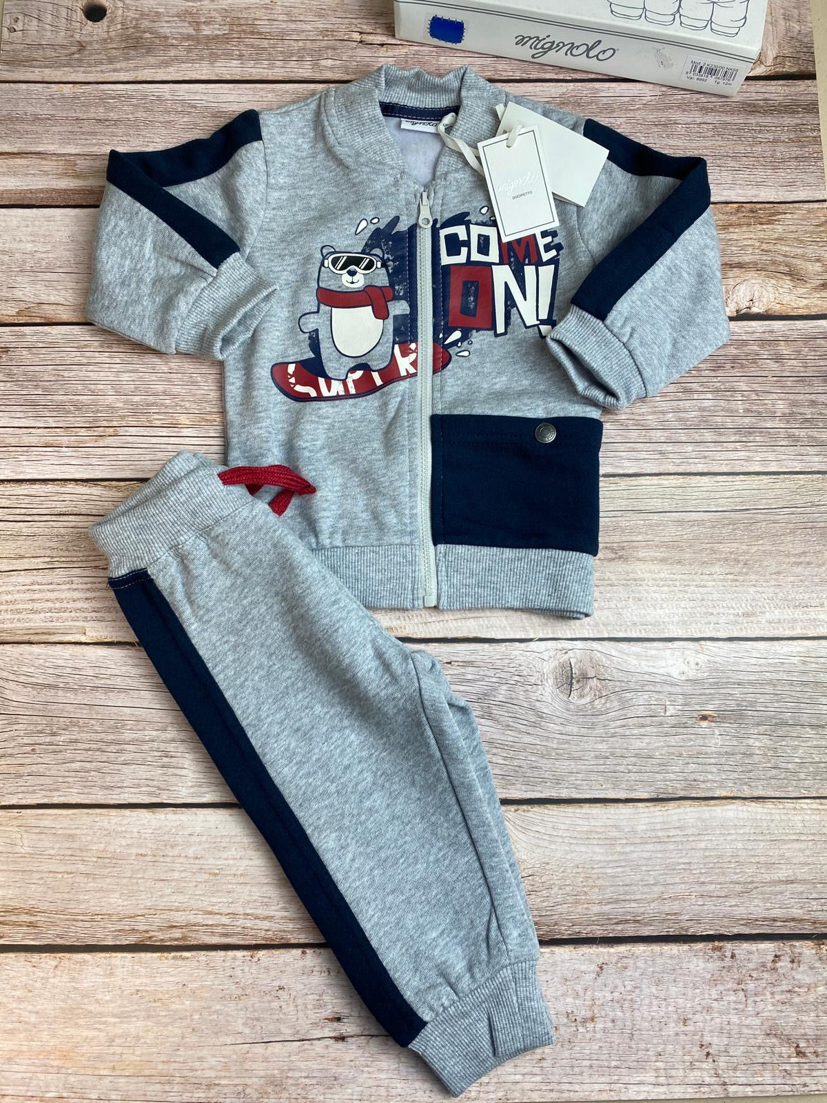 Set felpa con zip e pantalone