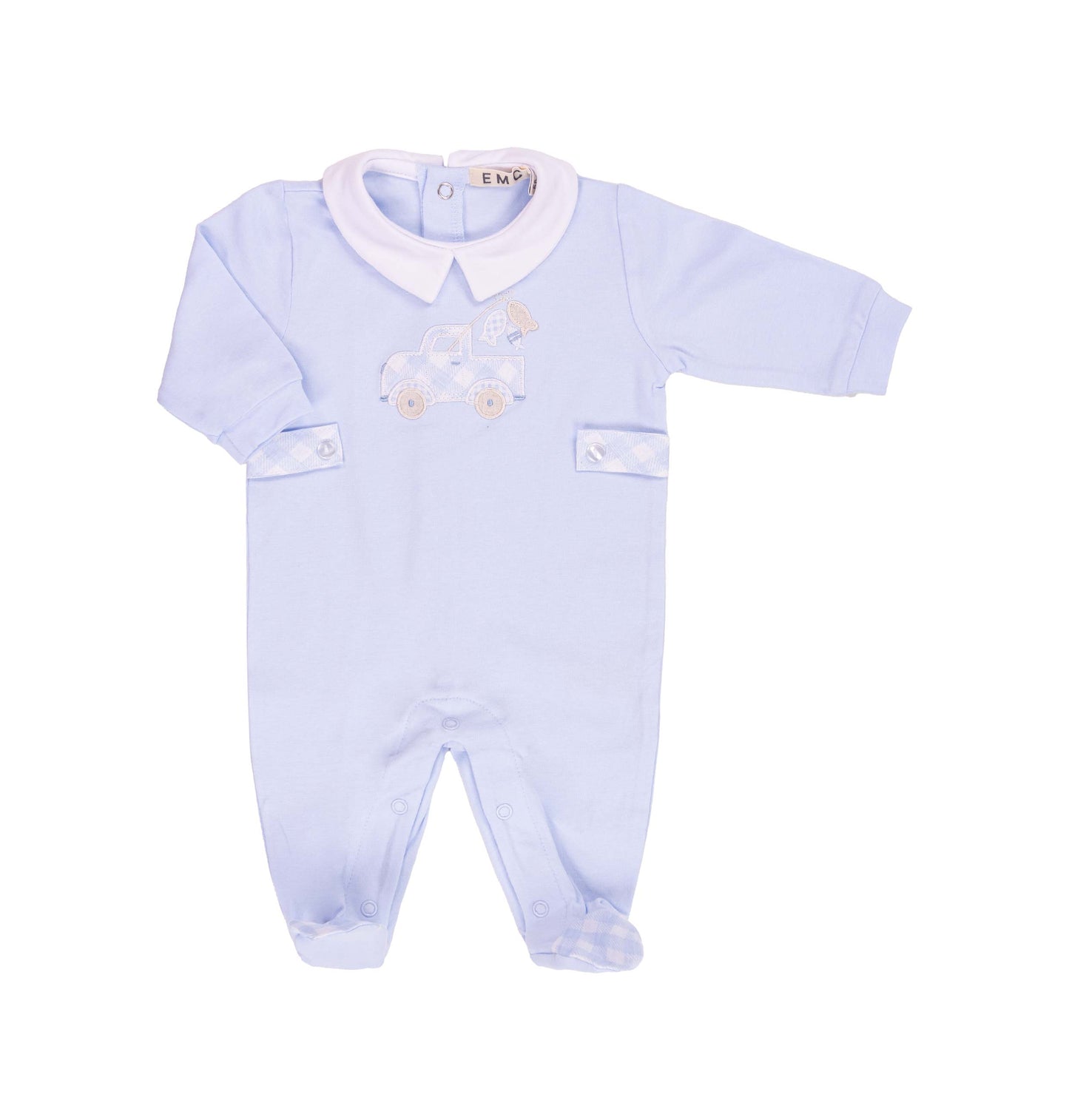 Tutina Neonato Azzurra con Ricamo Camioncino