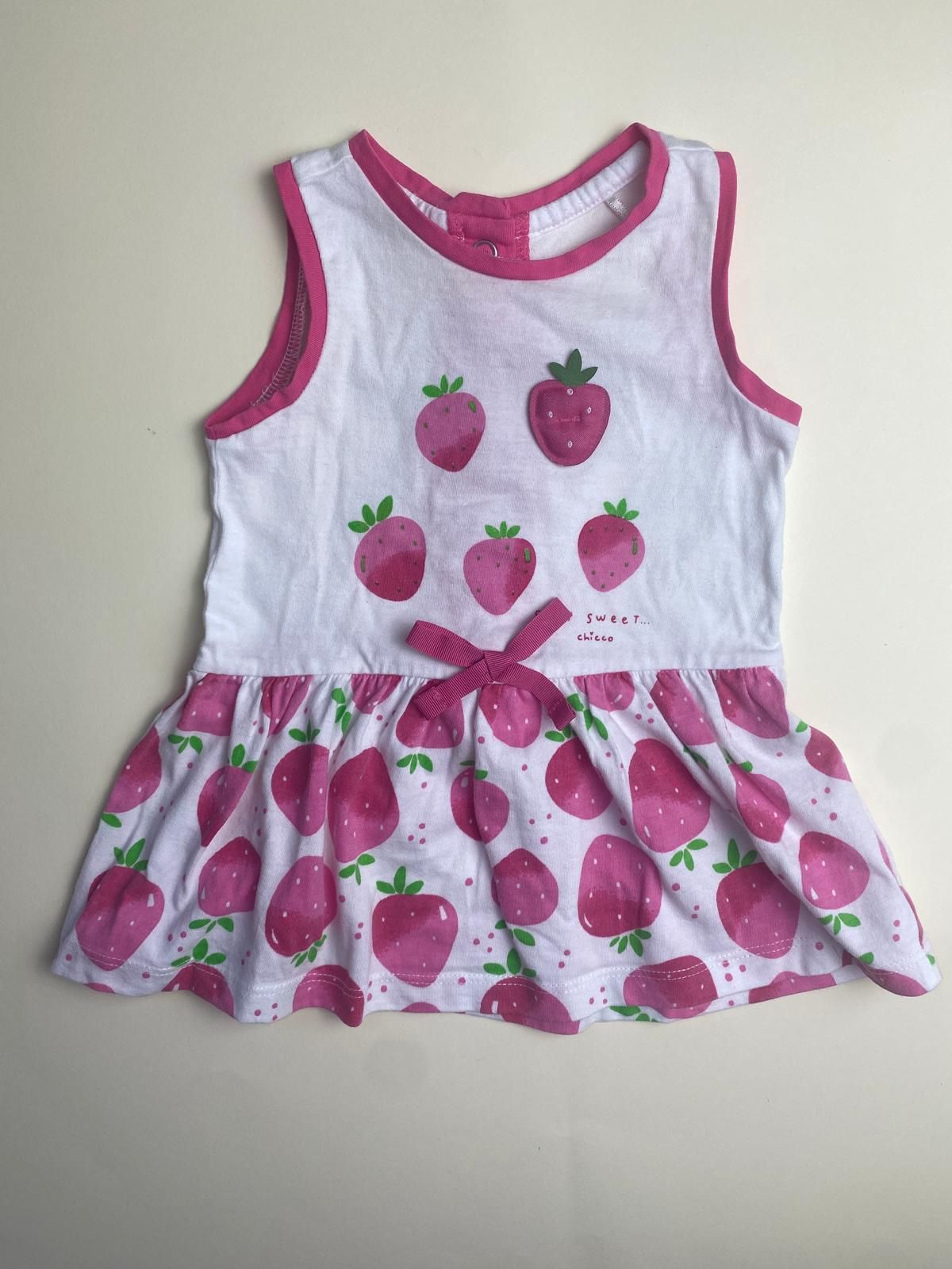 Vestito neonata senza maniche con stampa fragole