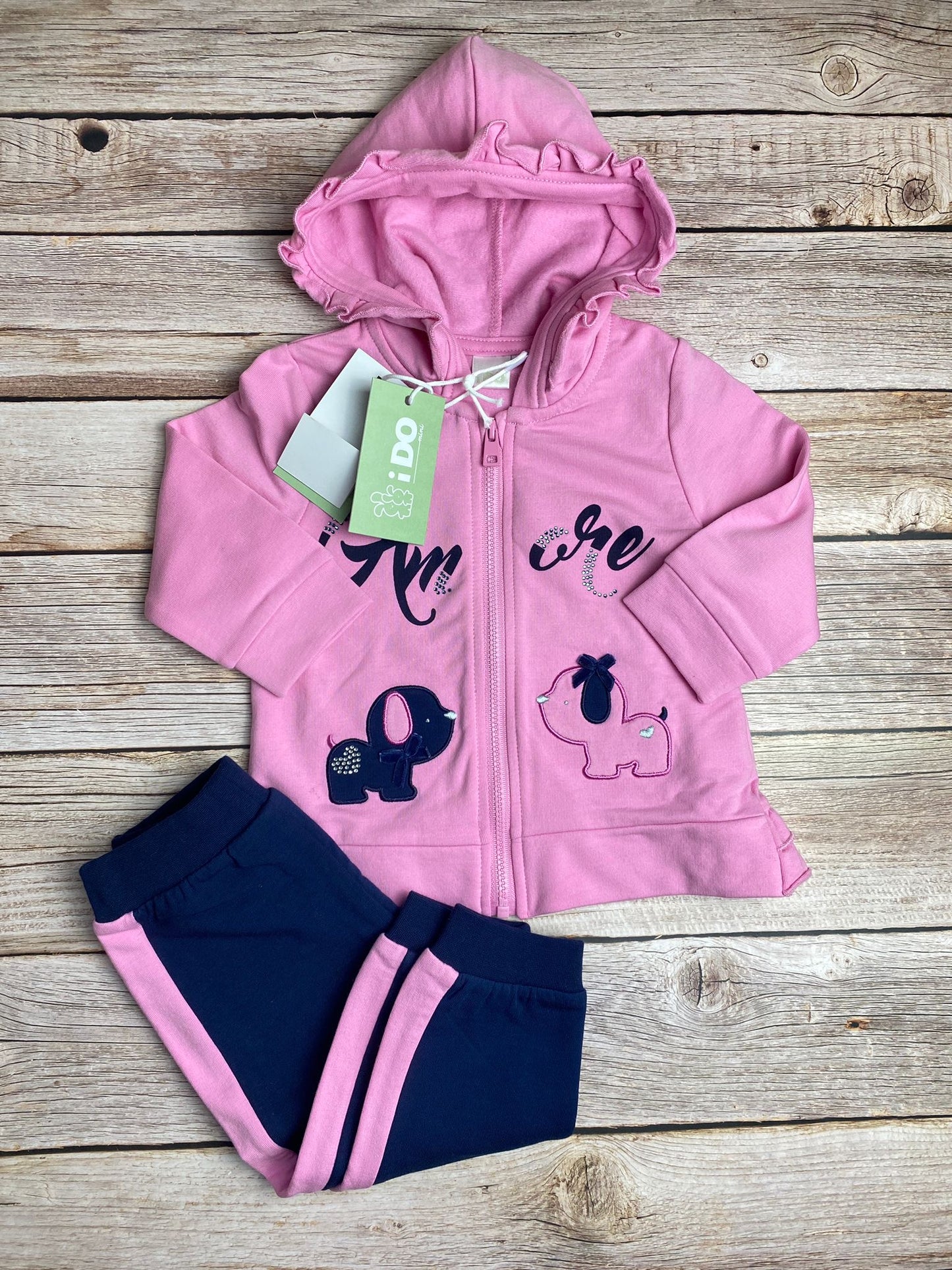 Set felpa con zip e cappuccio