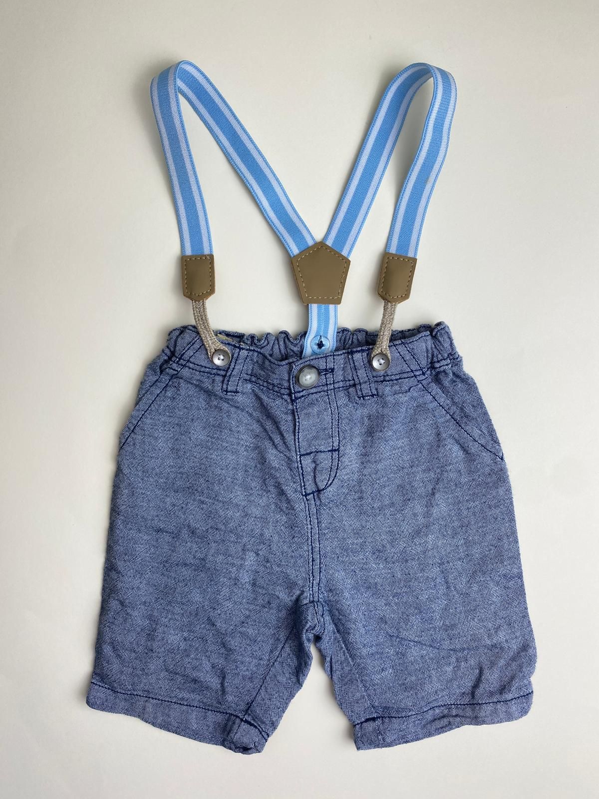 Shorts per neonato con bretelle a righe