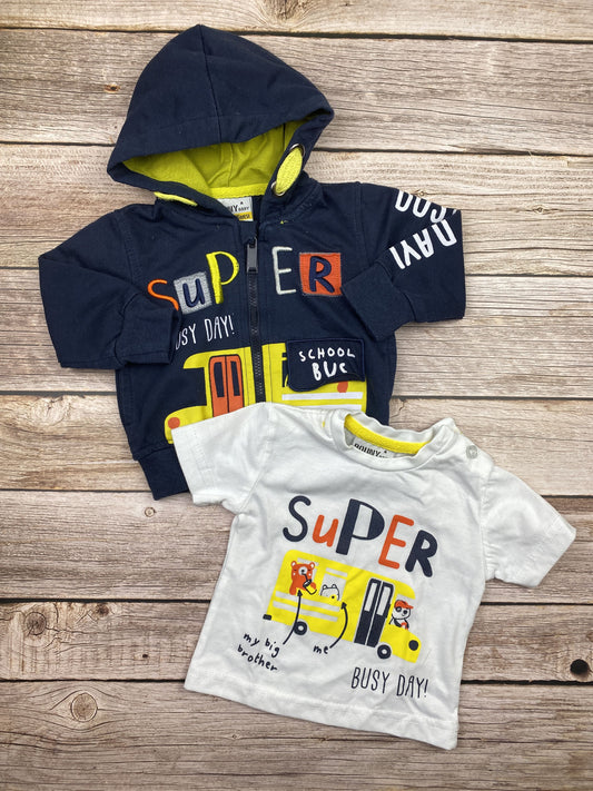 Set Felpa con zip e cappuccio e t-shirt manica lunga