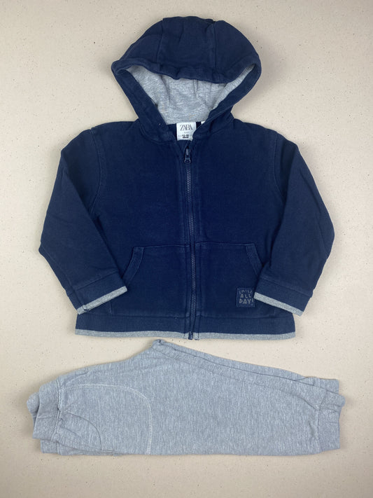 Set felpa con zip e cappuccio e pantalone