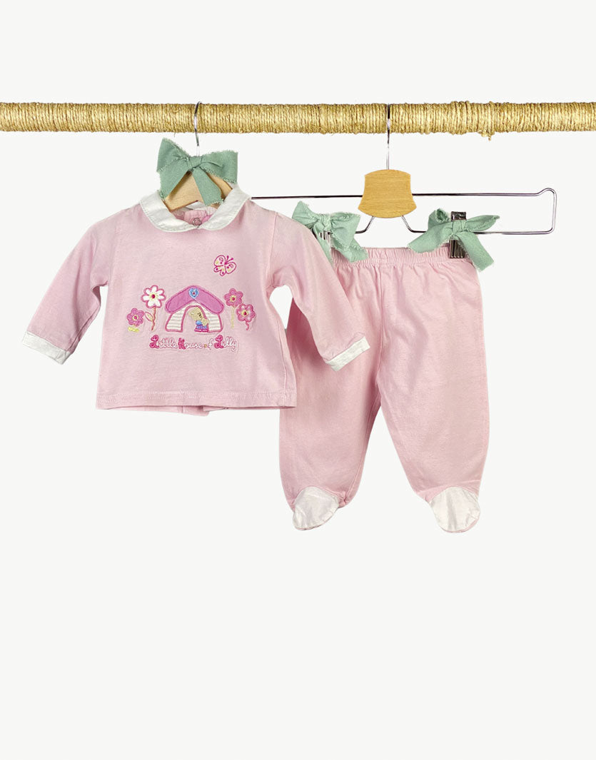 Set con t-shirt manica lunga e pantaloni con piedini