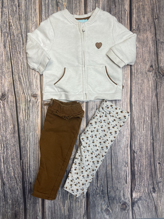 Set felpa con zip e due pantaloni