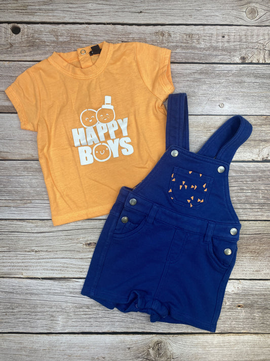 Set salopette e t-shirt manica corta