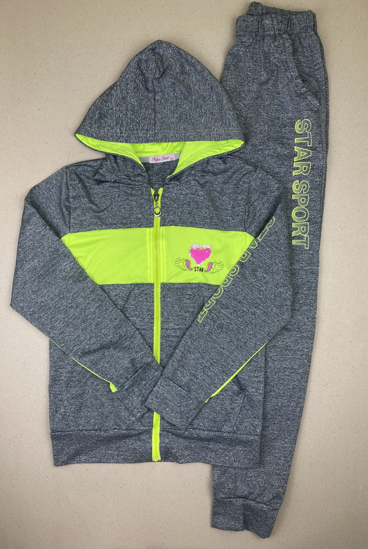 Set felpa con zip e cappuccio e pantalone