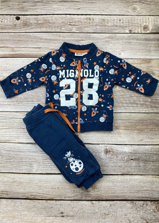 Set felpa girocollo con zip e pantalone