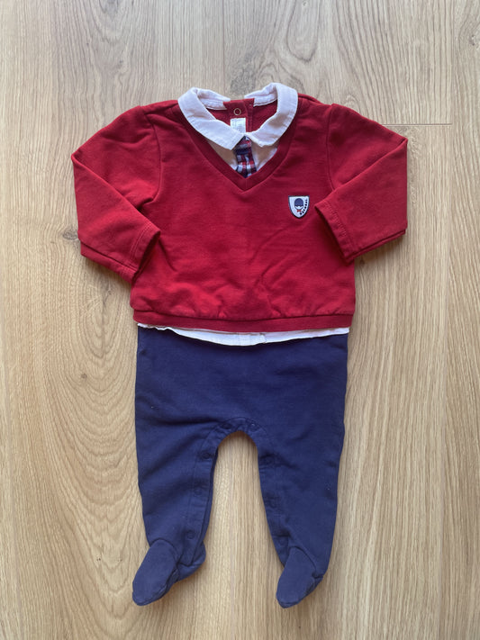 Tutina con piedini in felpa