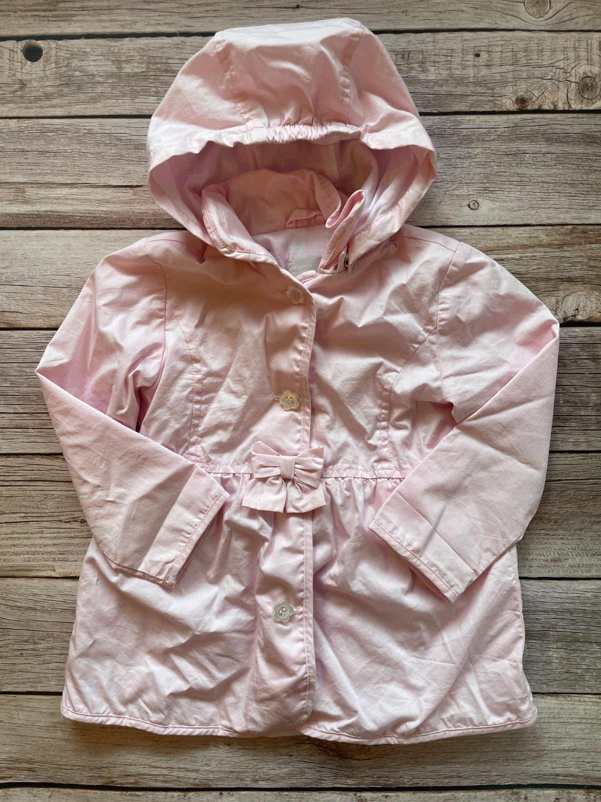Giacca in cotone Bambina Rosa con Cappuccio e Fiocco