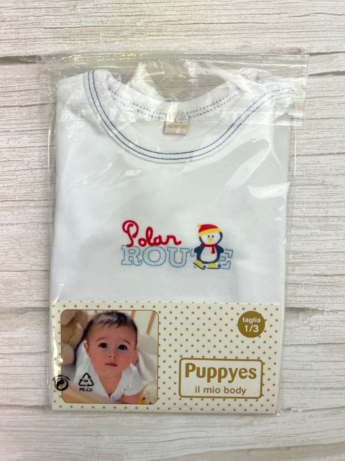 Body Neonato Bianco Puppyes con Pinguino