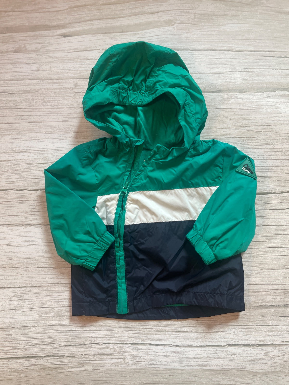 Giacca a vento per bambino tricolore con cappuccio