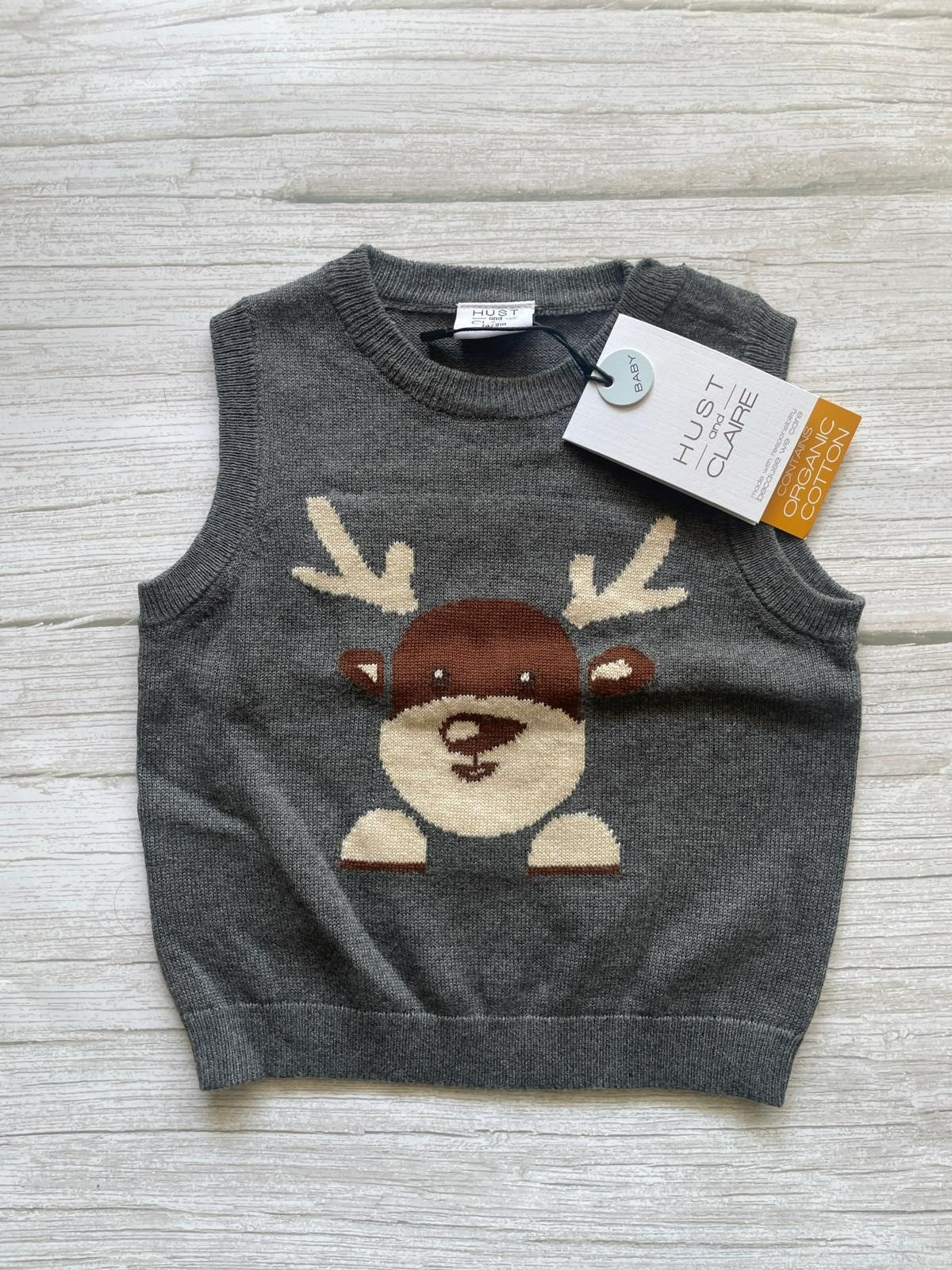 Gilet in maglia per neonato con renna