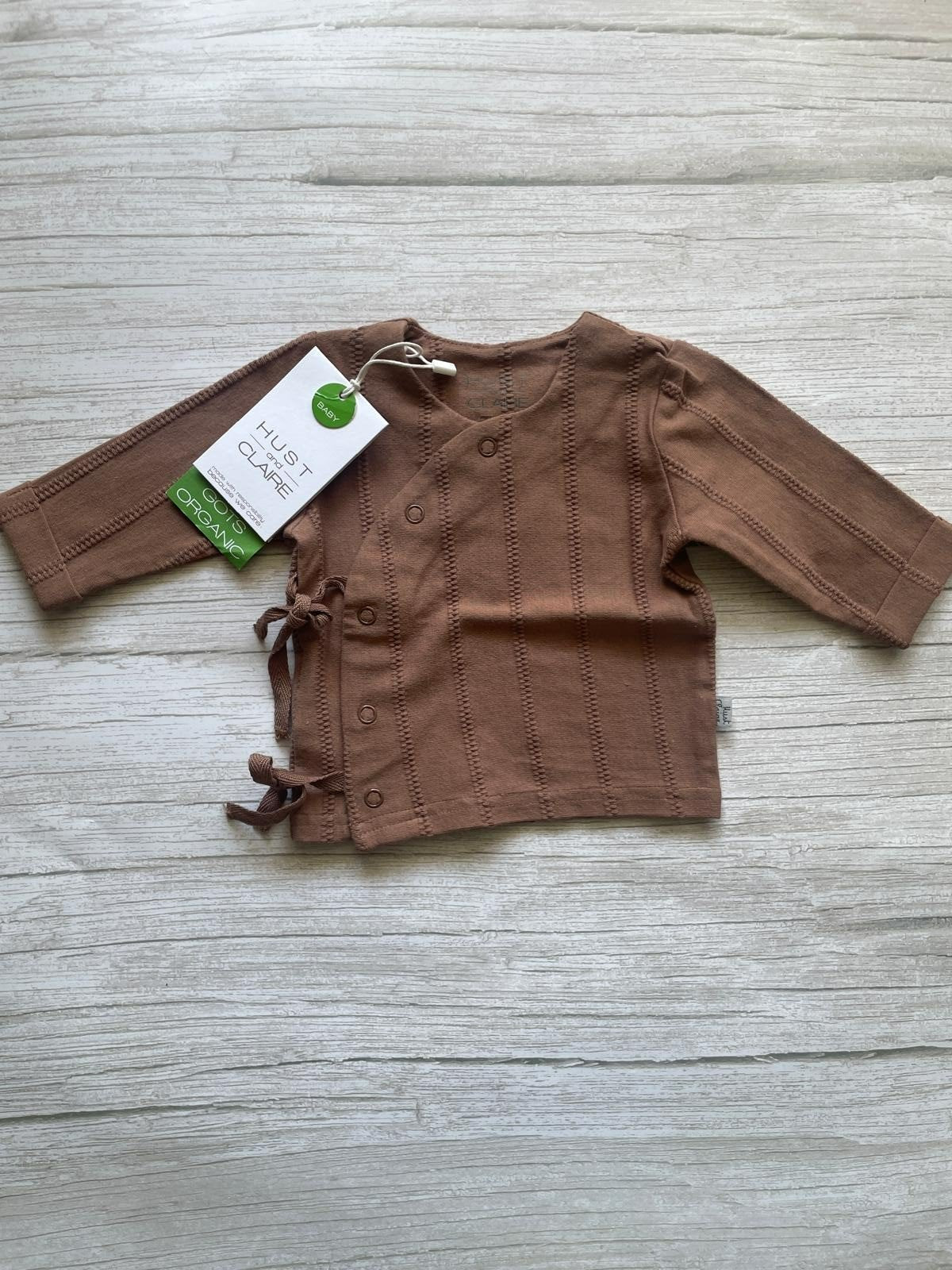 Maglia incrociata neonato marrone a maniche lunghe