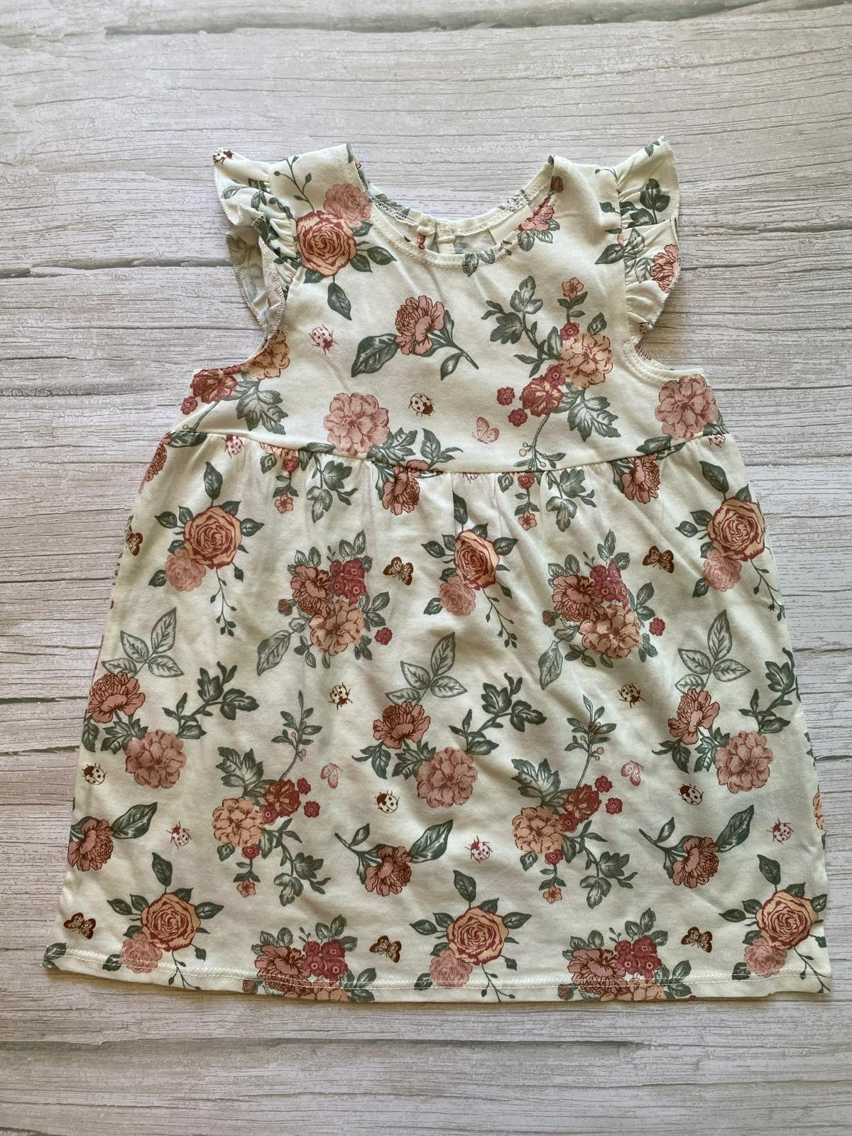 Vestito neonata floreale con rose e farfalle