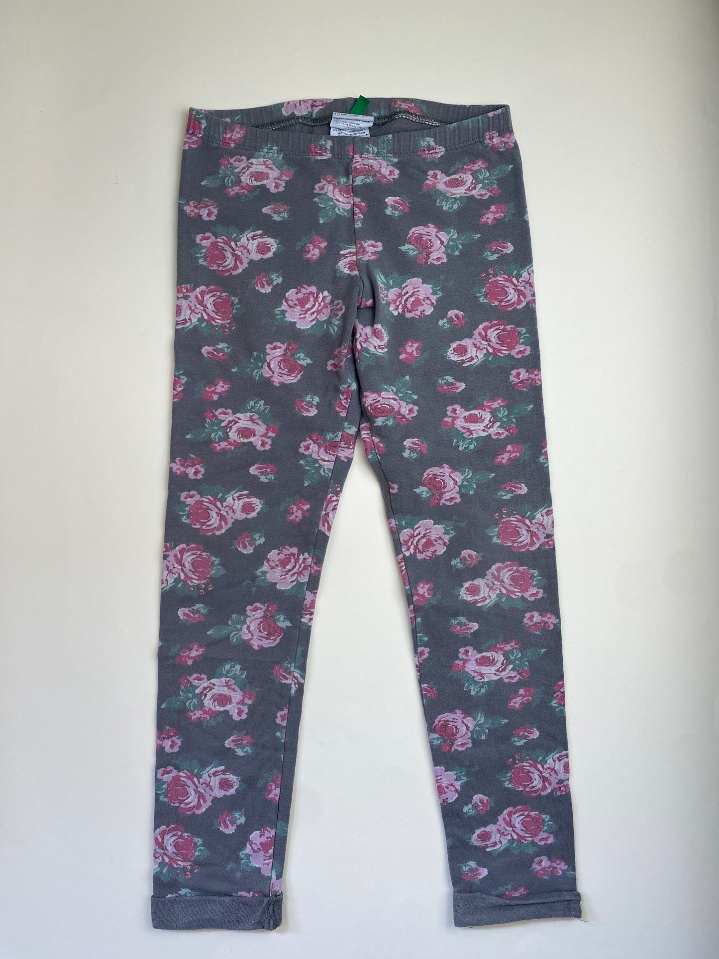 Leggings Grigi con Rose Rosa