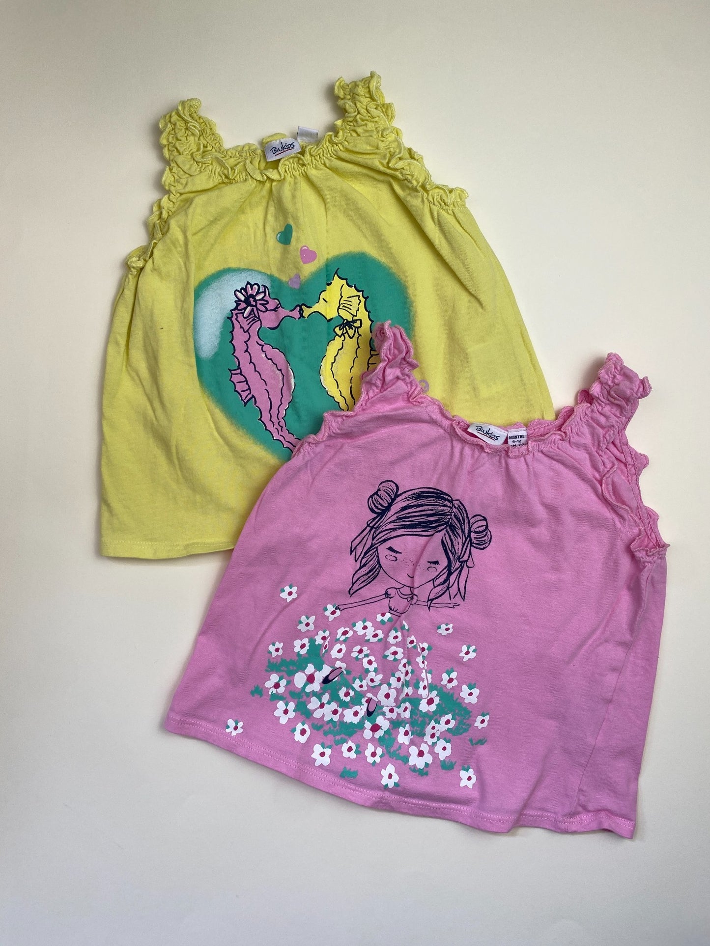Set 2 Canotte Bambina con Stampe Colorate