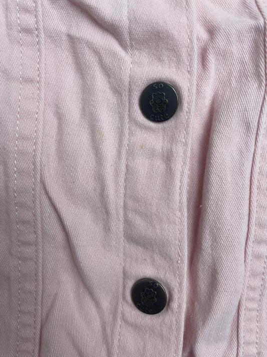 Giacca in denim rosa con volant