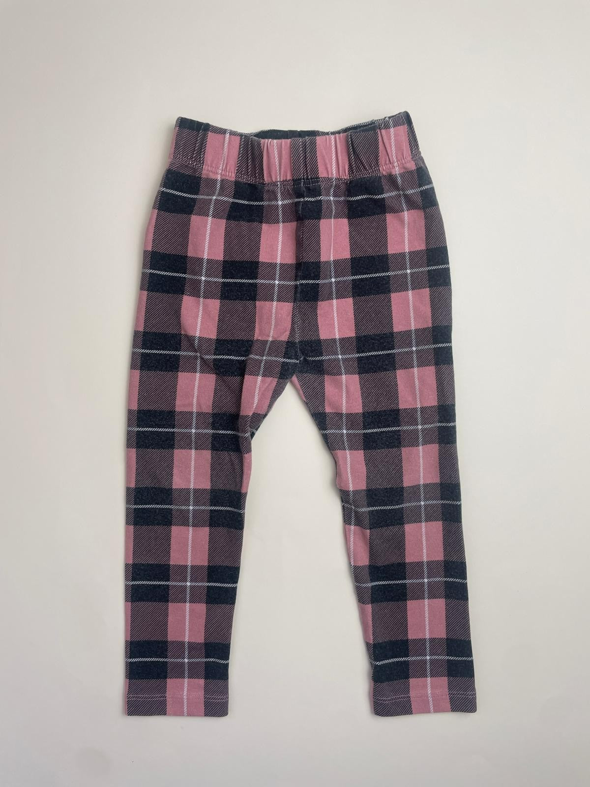 Leggings Bambina a Quadri Scozzesi Rosa e Grigio
