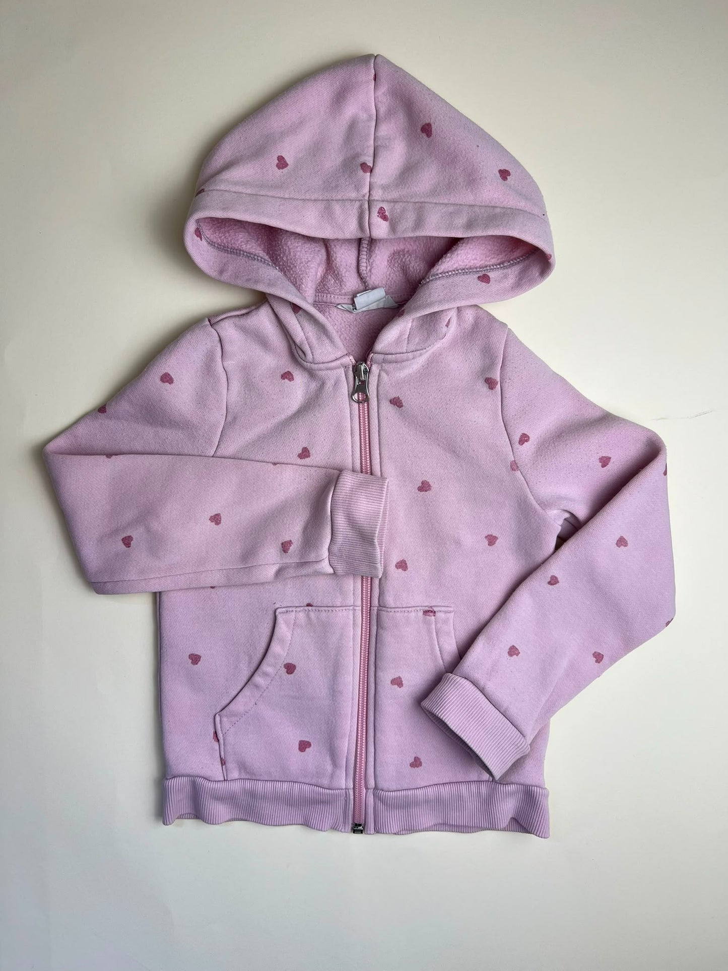 Felpa con cappuccio rosa a cuori per bambini