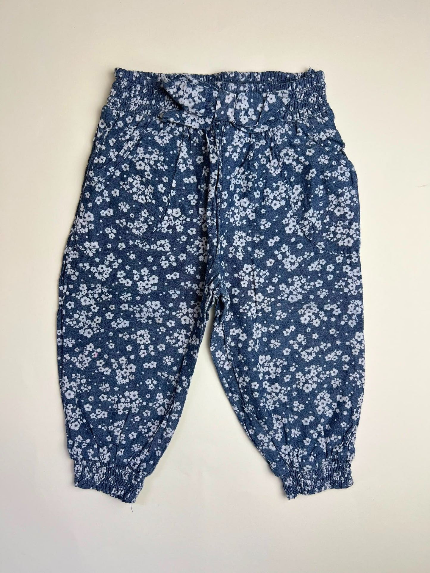 Pantaloni Floreali Blu con Elastico