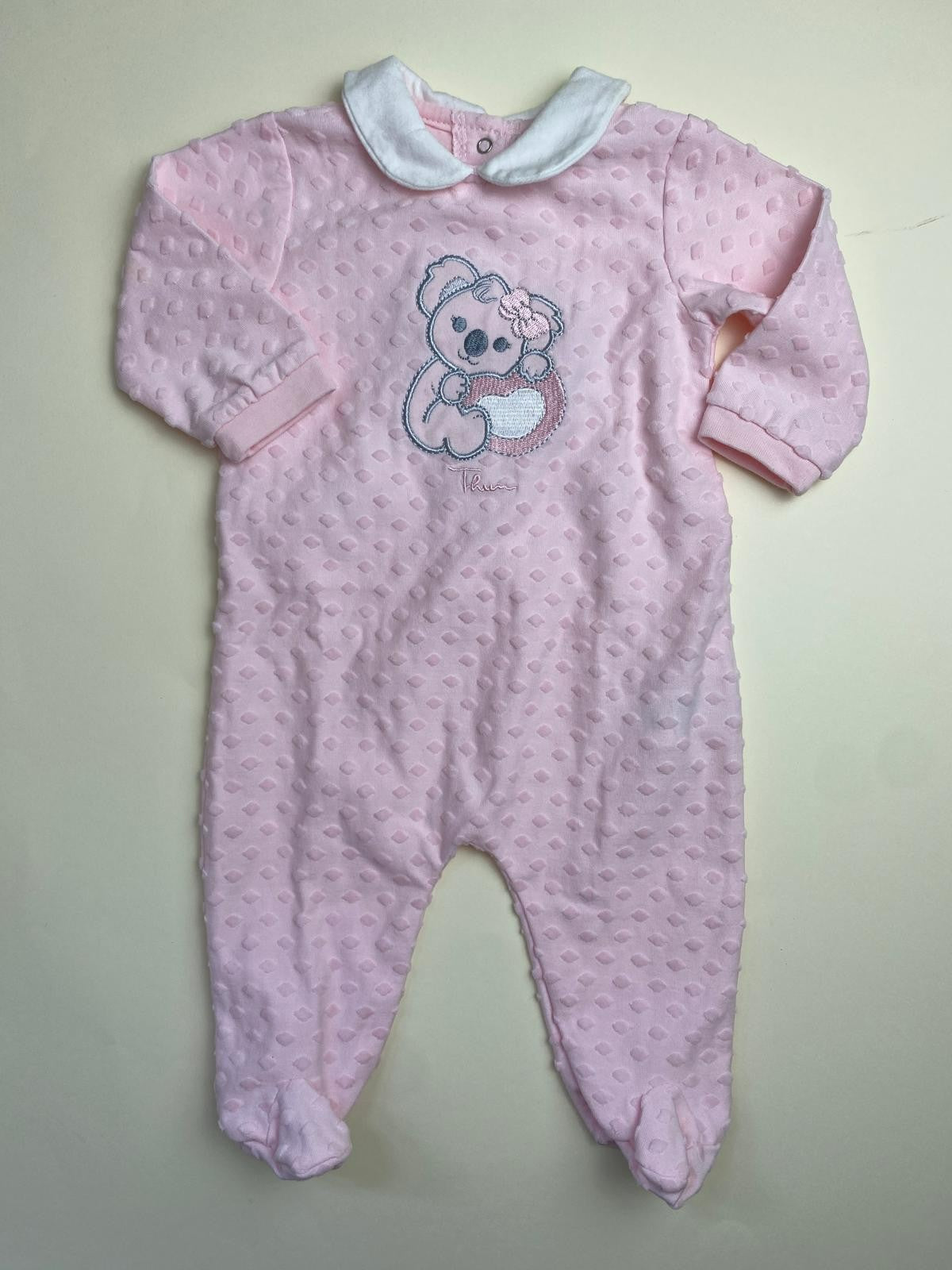 Tutina neonato rosa con ricamo koala e colletto