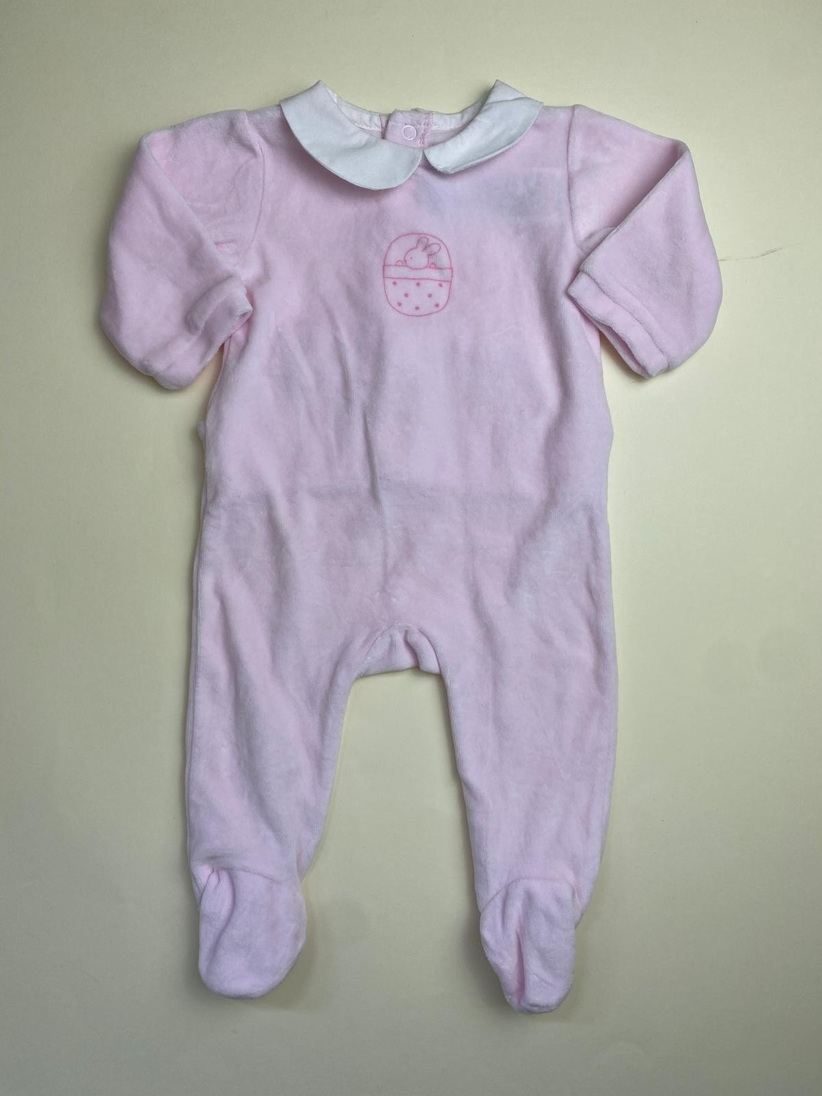 Tutina neonata rosa con ricamo coniglio