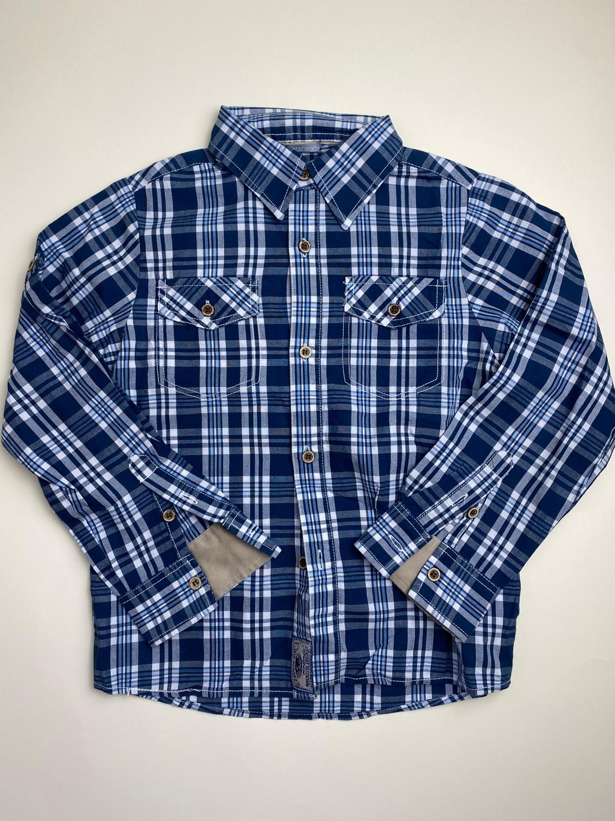 Camicia a quadri blu e bianca