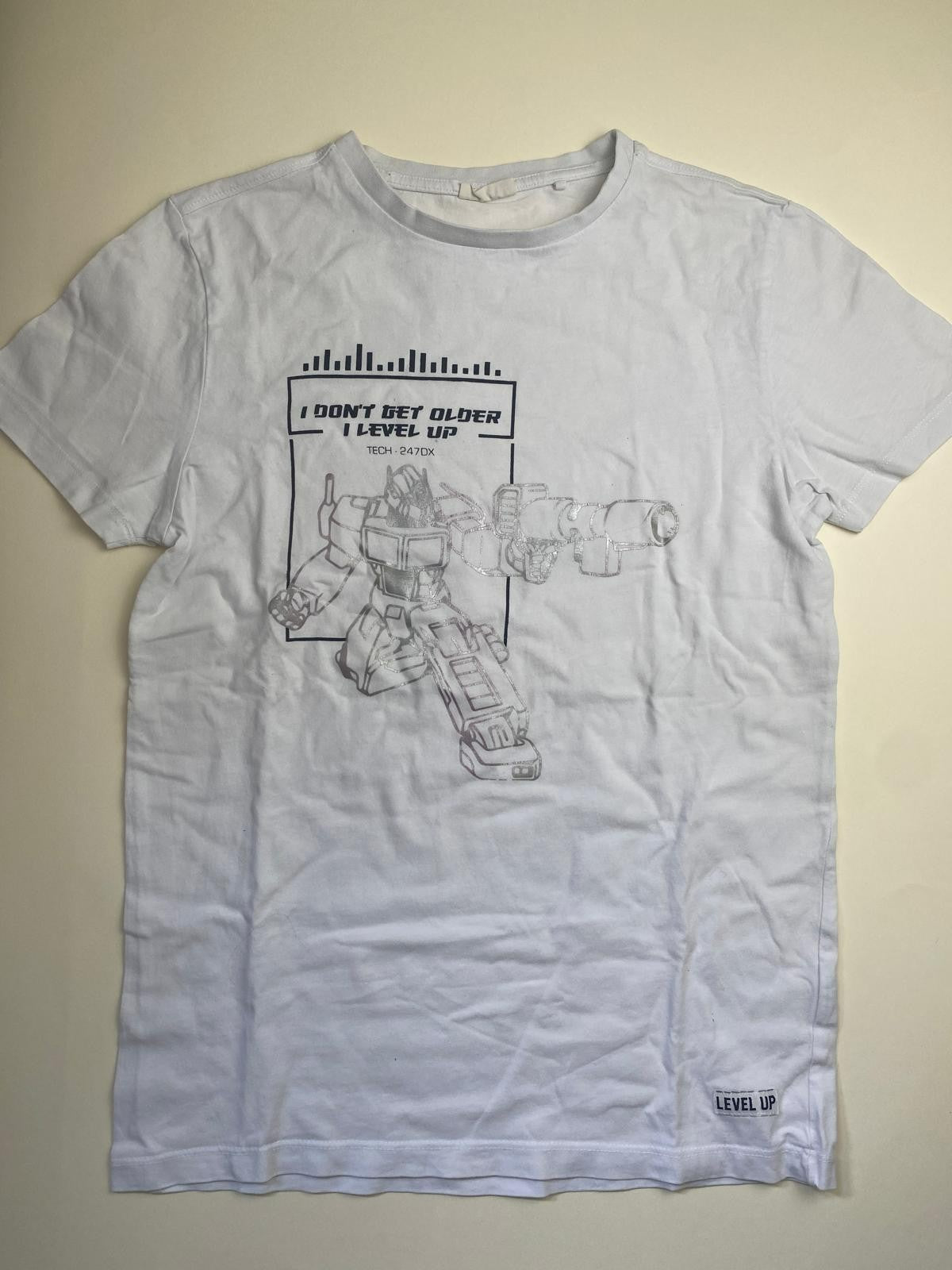 T-shirt bianca con stampa robot