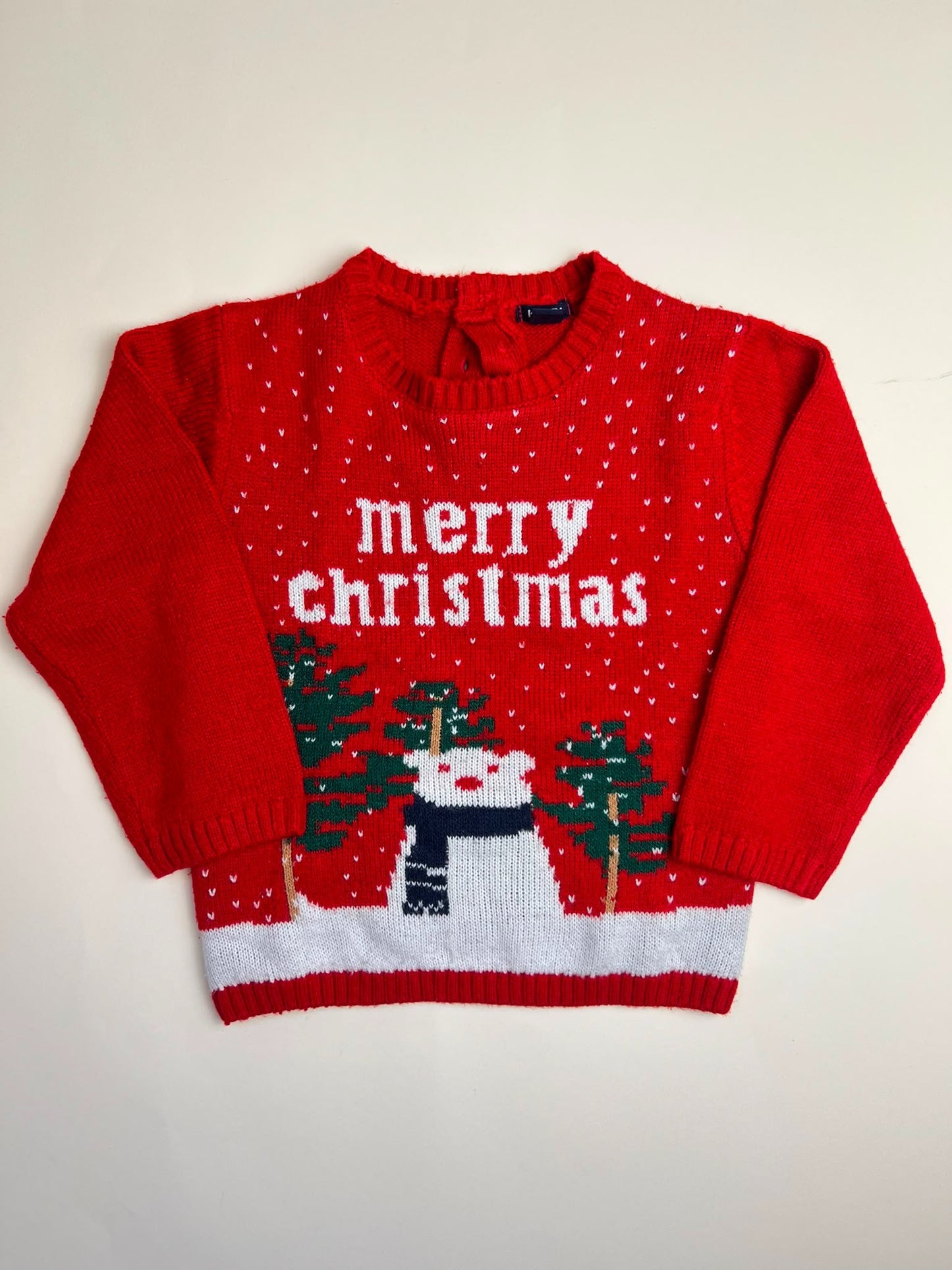 Maglione natalizio rosso per bambini con orso polare