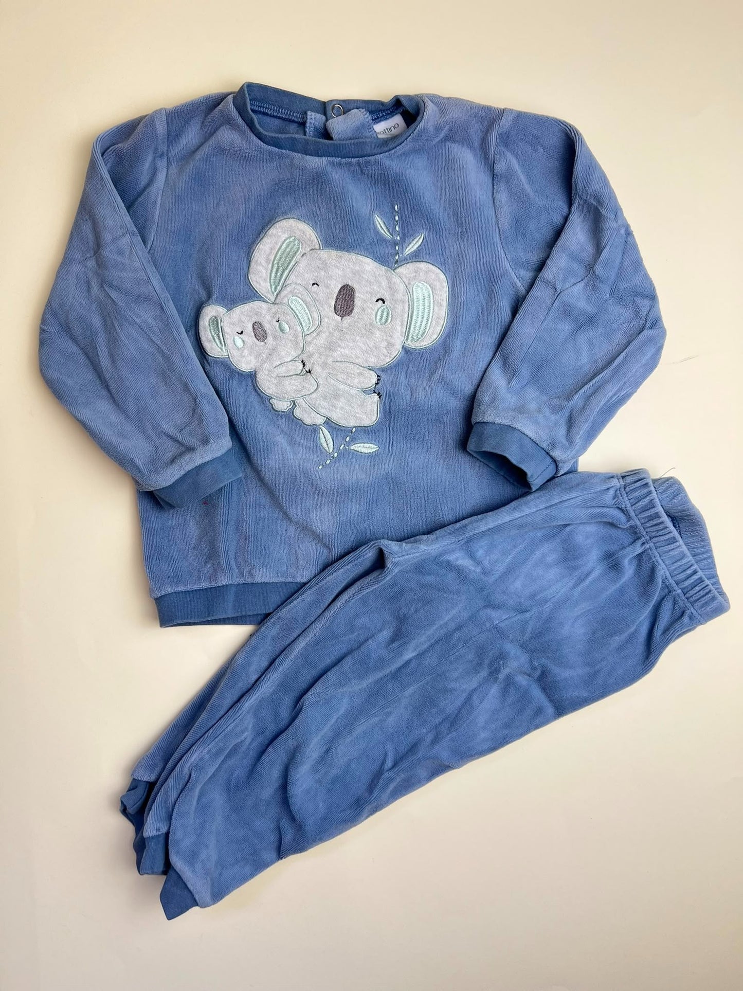 Pigiama bambino in ciniglia blu con koala